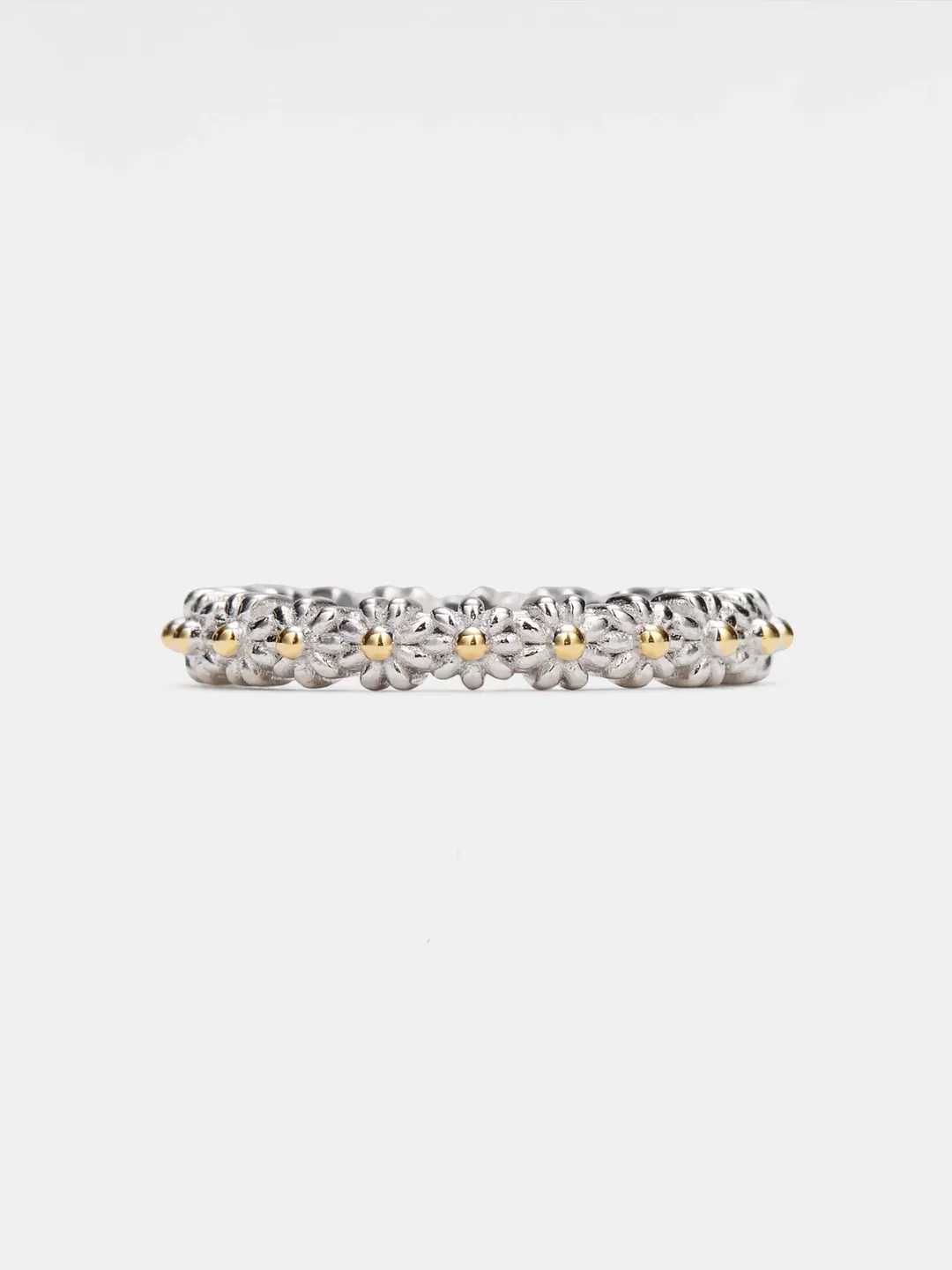 PERIMADE Daisy Flower Wedding Band • Matching Stacking Eternity Ring • Sterling Silver Friendship Jewelry • Trendy Best Friend Gift