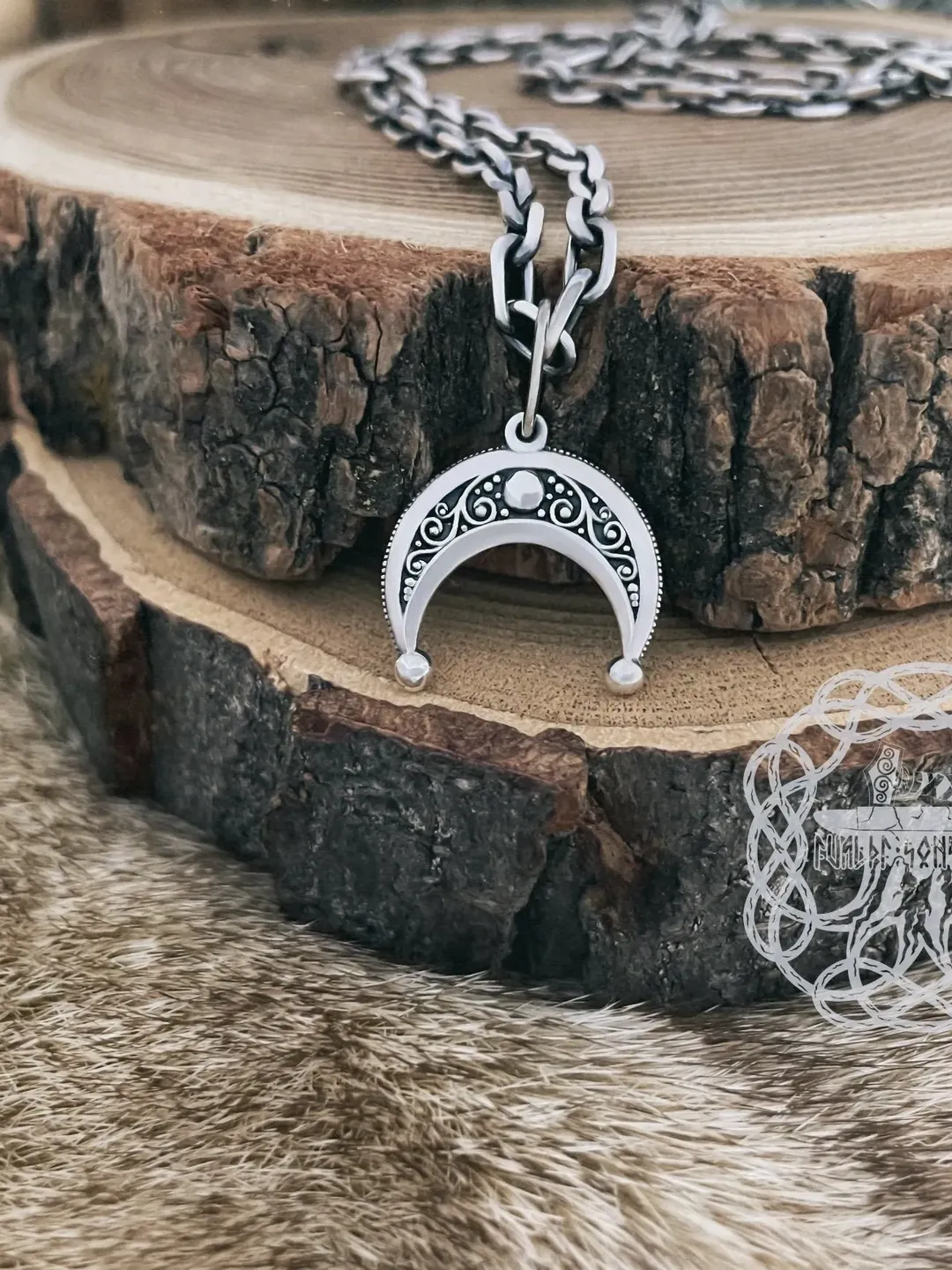 Viking Lunula Pendant, Sterling Silver Lunula Necklace, Viking Jewelry For Women, Norse Necklace, Viking Pendant, Viking Women