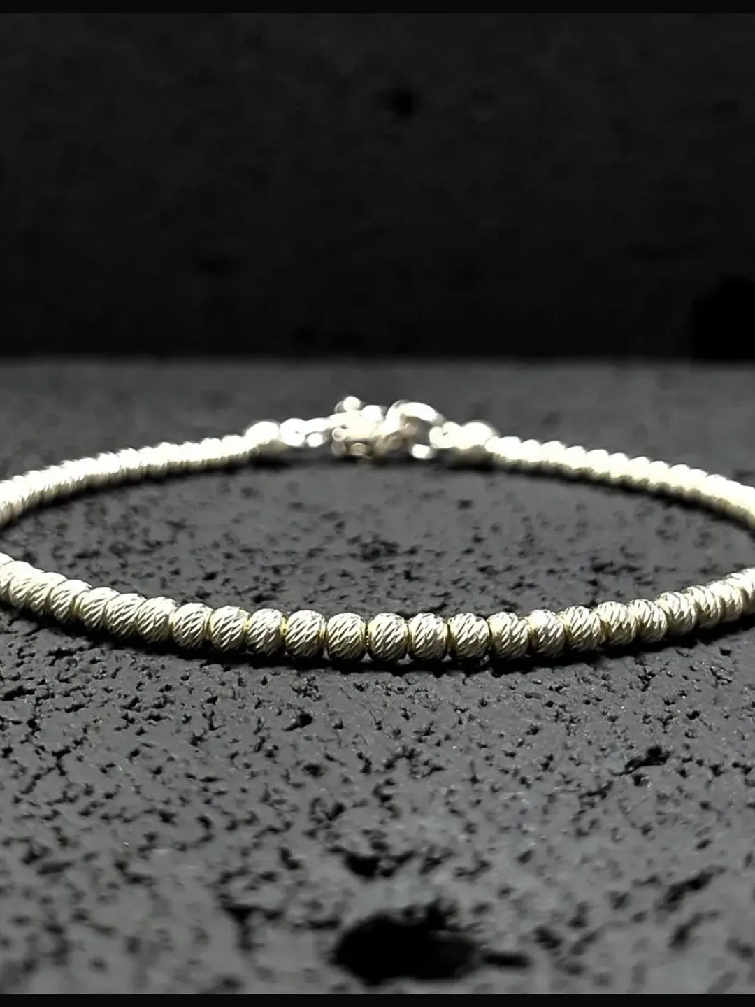 Solid Silver Slim Bracelet Balls, 3 mm Silver Balls Bracelet for Men and Women, New Year Jewlery Gift, Anniversary Presents, Valentin' Gifts