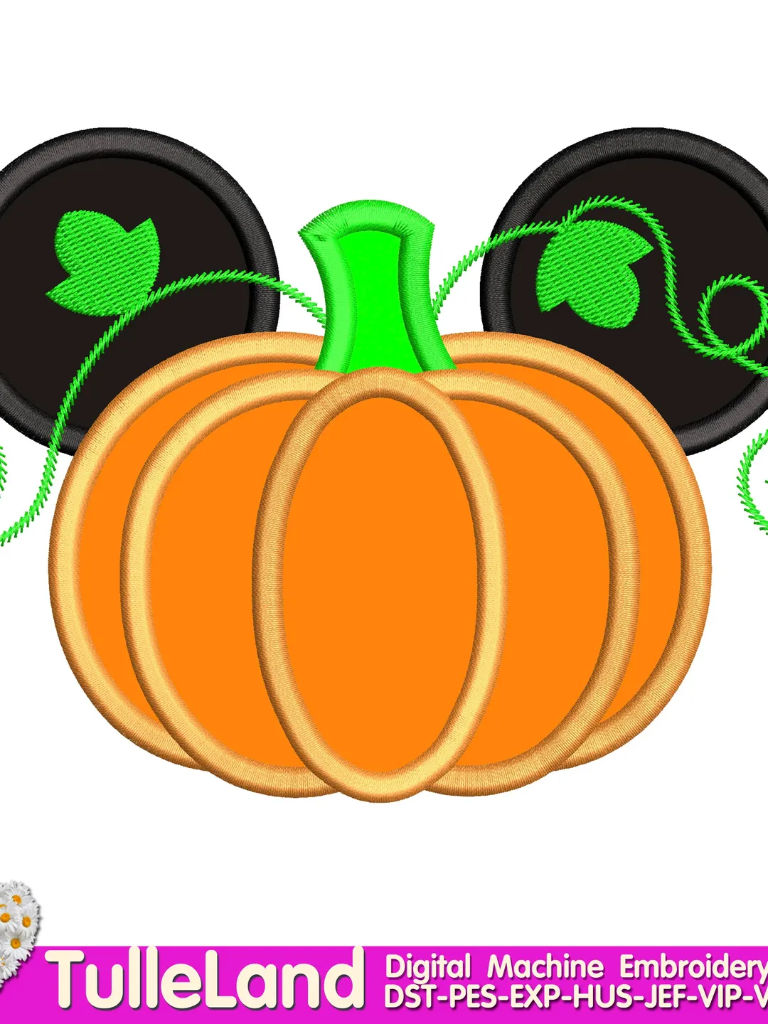 Halloween Little Mouse Pumpkin Carriage Machine embroidery applique design