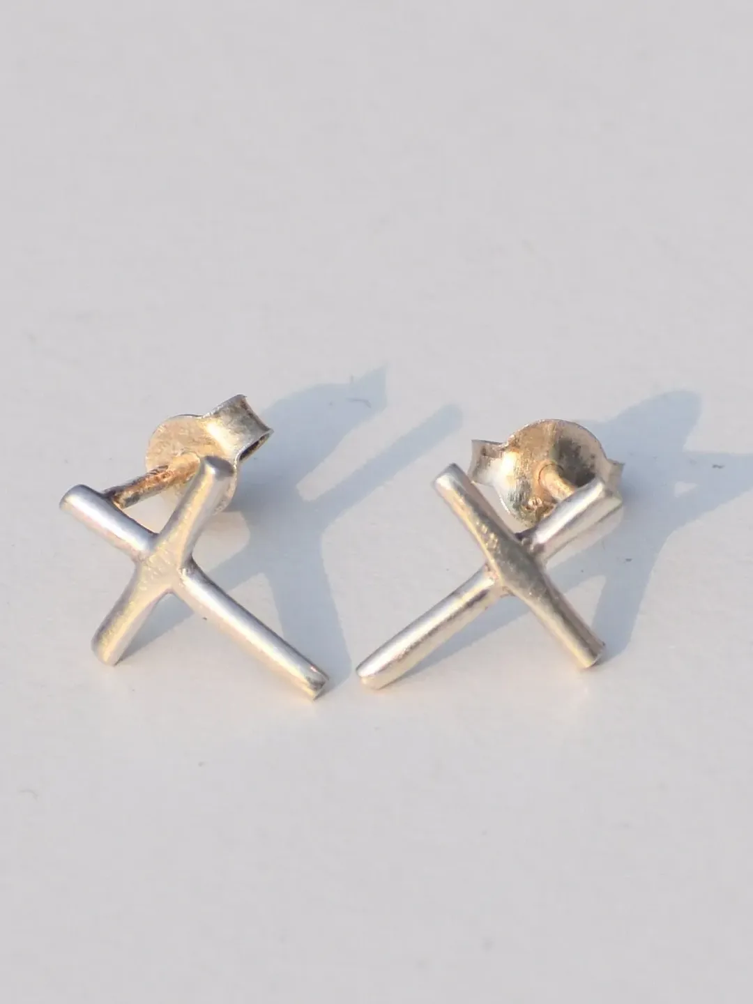 Christian Symbol Earrings, 925 Sterling Silver Earrings Studs, Dainty Studs, Boho Jewelry, Prayer Studs, Gift For Her, Silver Unique Studs