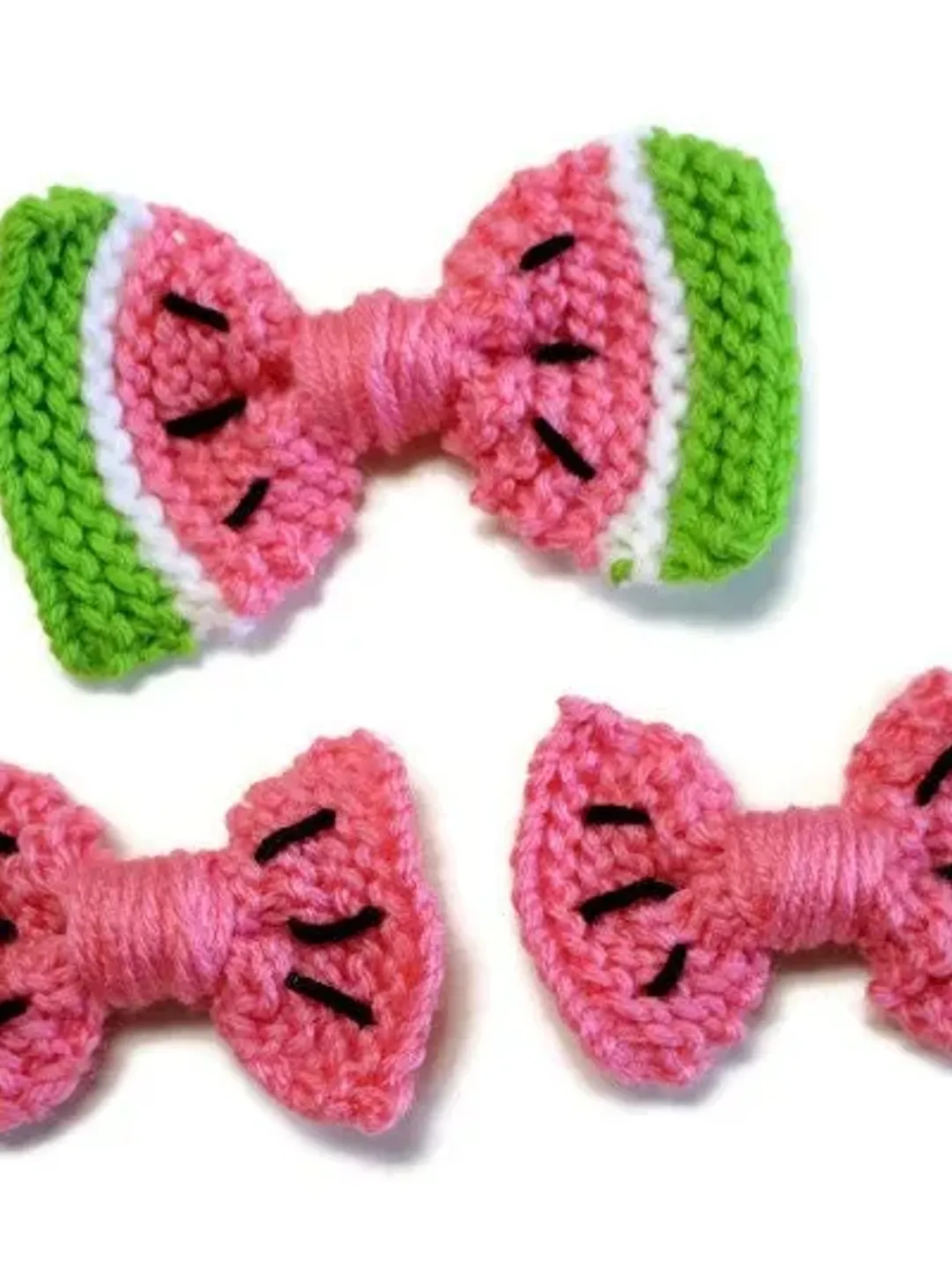 Yarn Watermelon Bow Set, Fruit Hair Clip, Bows on Nylon Headband or Clip, Hair Bows for Girls, Pink Piggies Hair Clips, Large Big Hair Bows