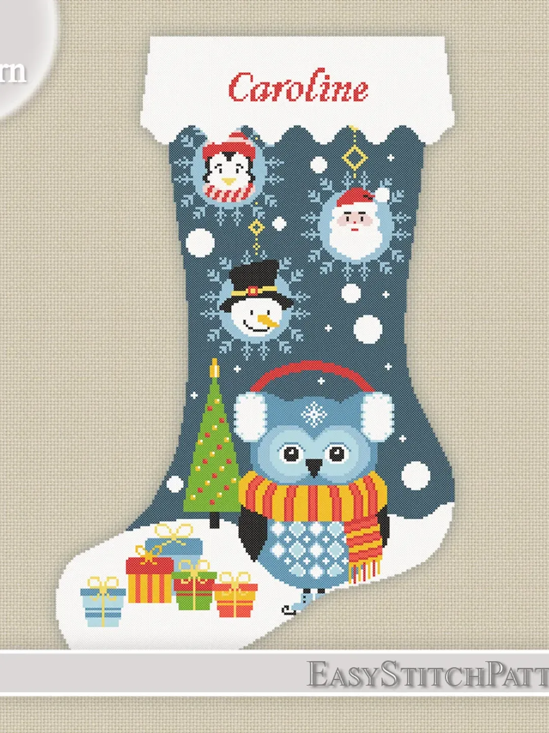 DIY. Christmas Stocking cross stitch pattern. Christmas Boot cross stitch. Christmas gift.