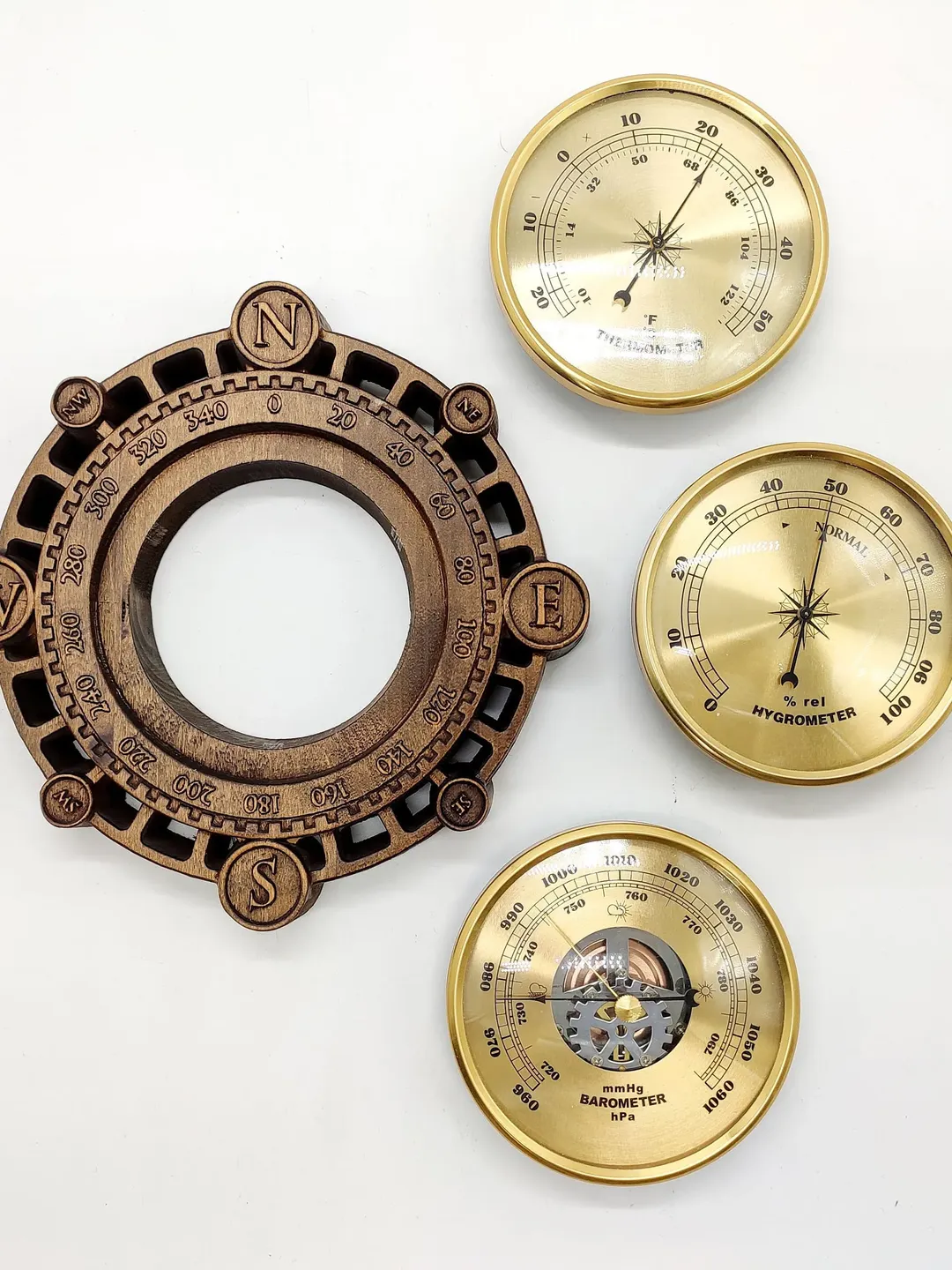 Barometer Hygrometer Thermometer, Weather Station; Wooden wall decor ...