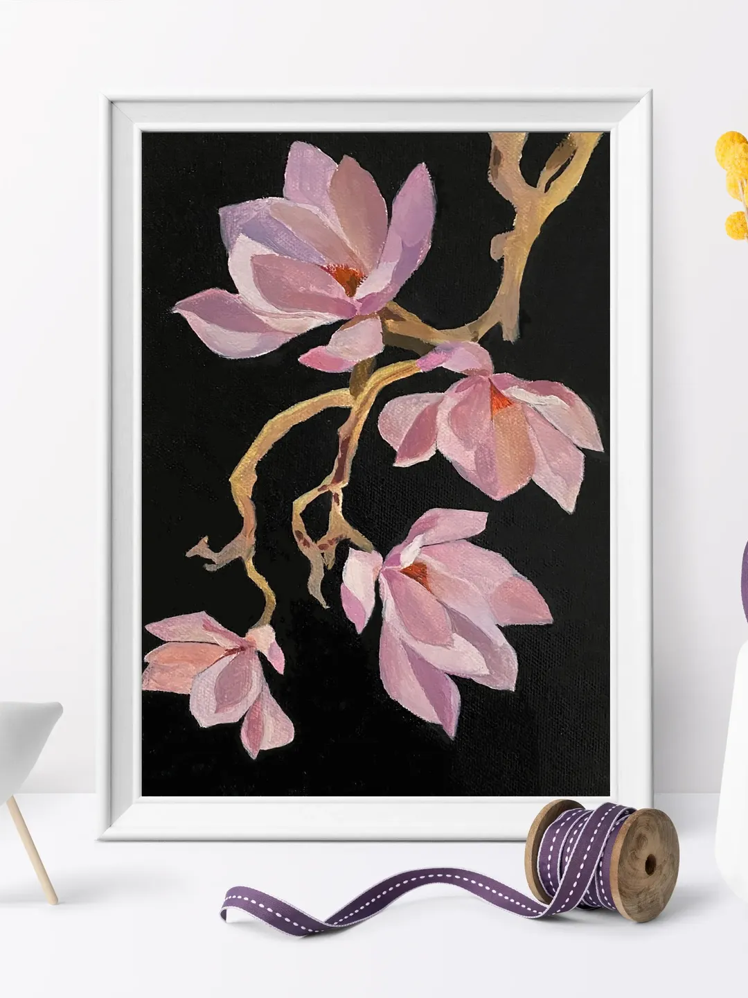 Magnolia original painting flower wall art oil painting gift art home decor