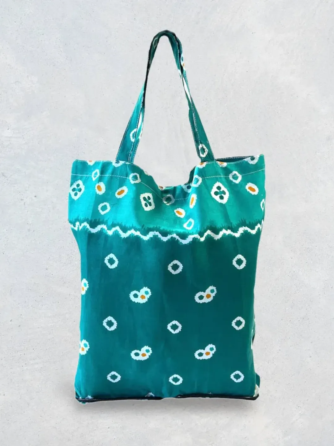 Boho Chic Reusable Shopping Bag | Foldable Tote | Teal Batik Tote | Batik Grocery Bag | Boho Chic Gift | Cotton Tote