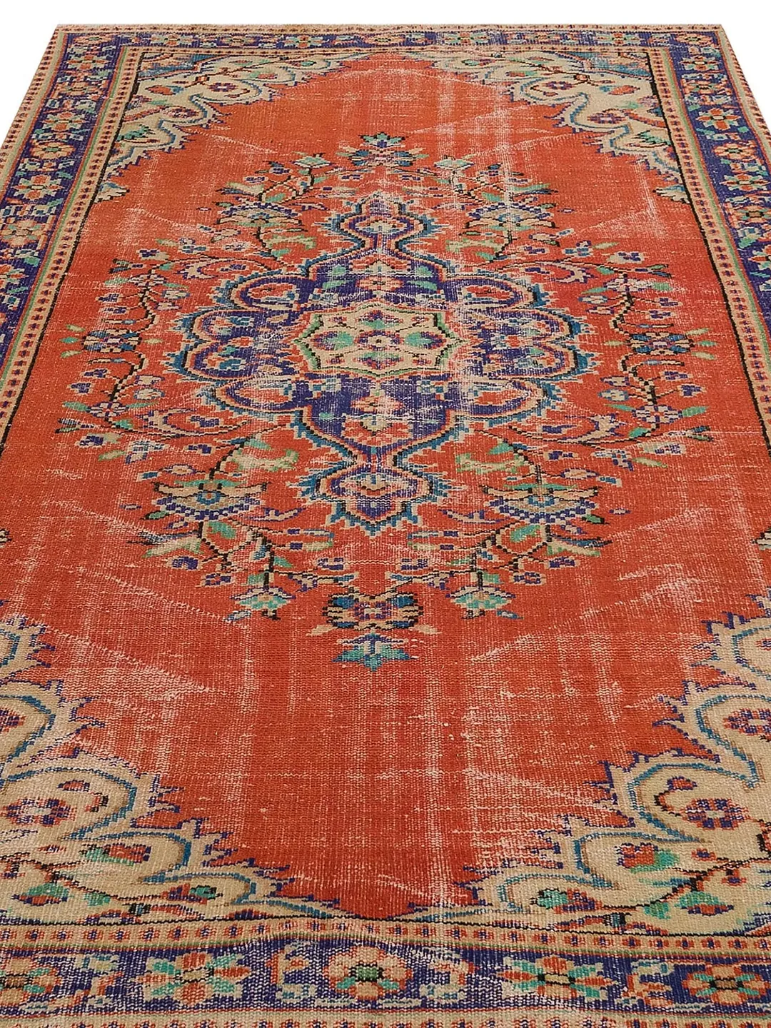 Transform Your Living Space with a Unique Hand-Woven Orange Turkish Rug
