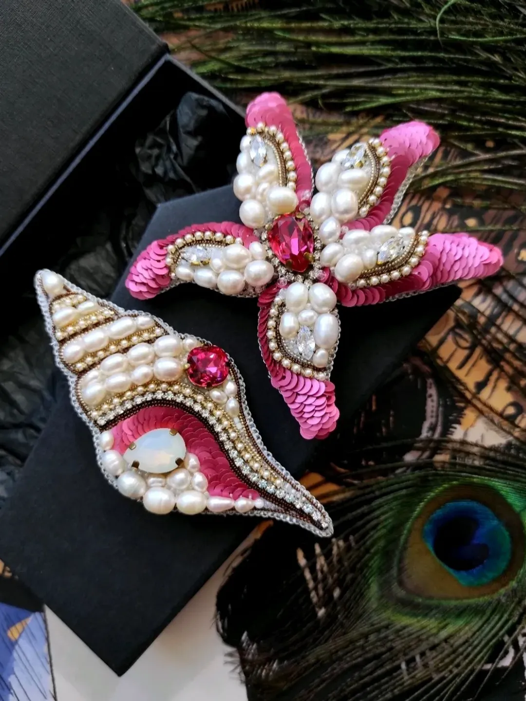 Sea Brooch, Brooch Pin, Star Brooch, Pearl Brooch, Beaded Brooch, star brooch, gift for her, handmade gifts, brooch