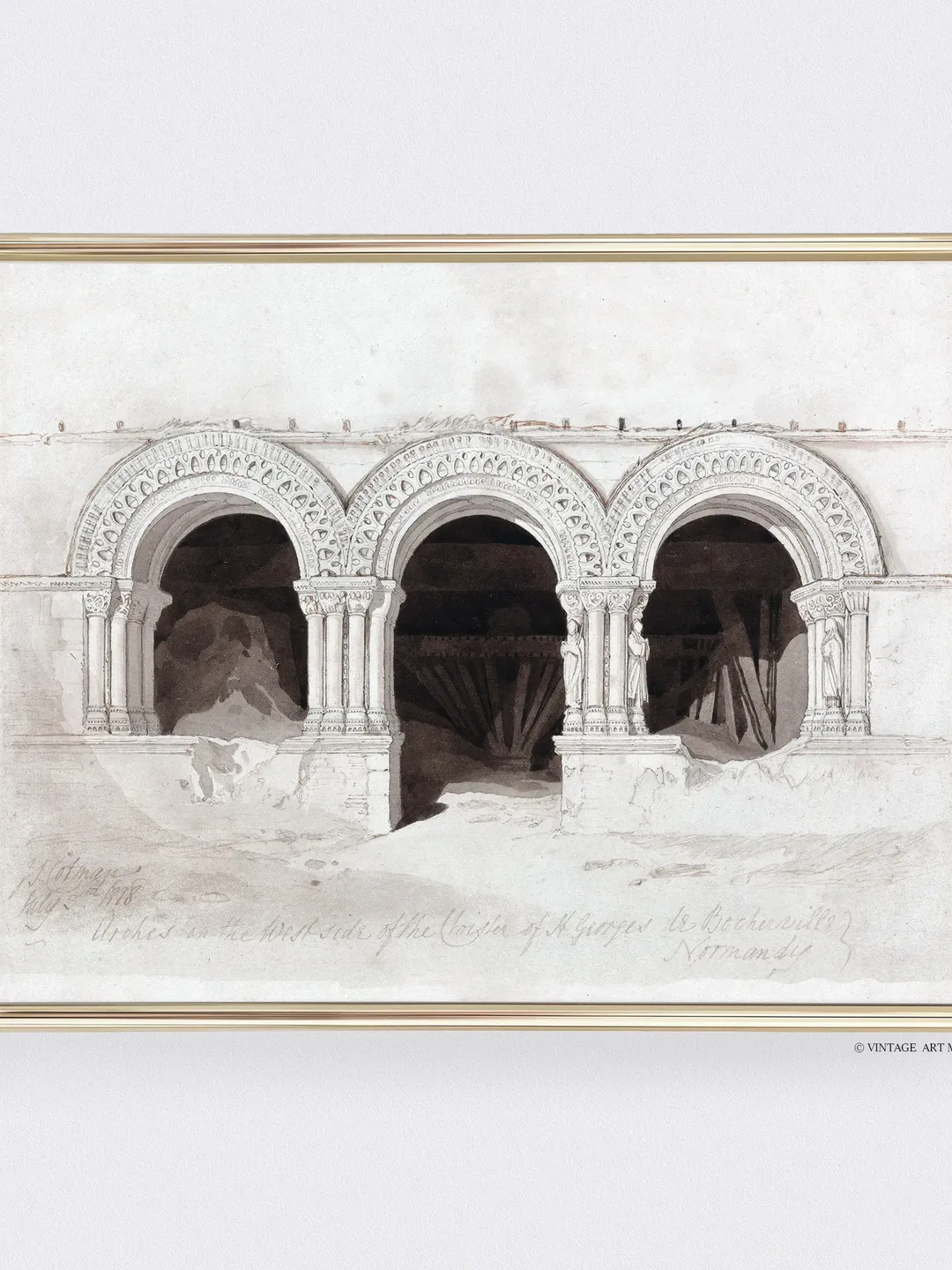 Neutral Architecture Sketch Vintage Print, Muted Arches Watercolor, Printable Wall Decor | 242