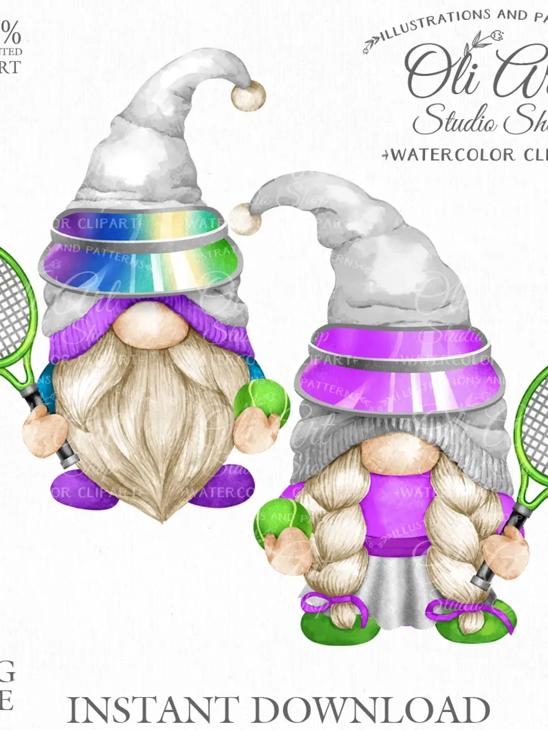 Tennis. Gnome Png Clipart. Hand Drawn Graphics, Instant Download. Digital Download. OliArtStudioShop