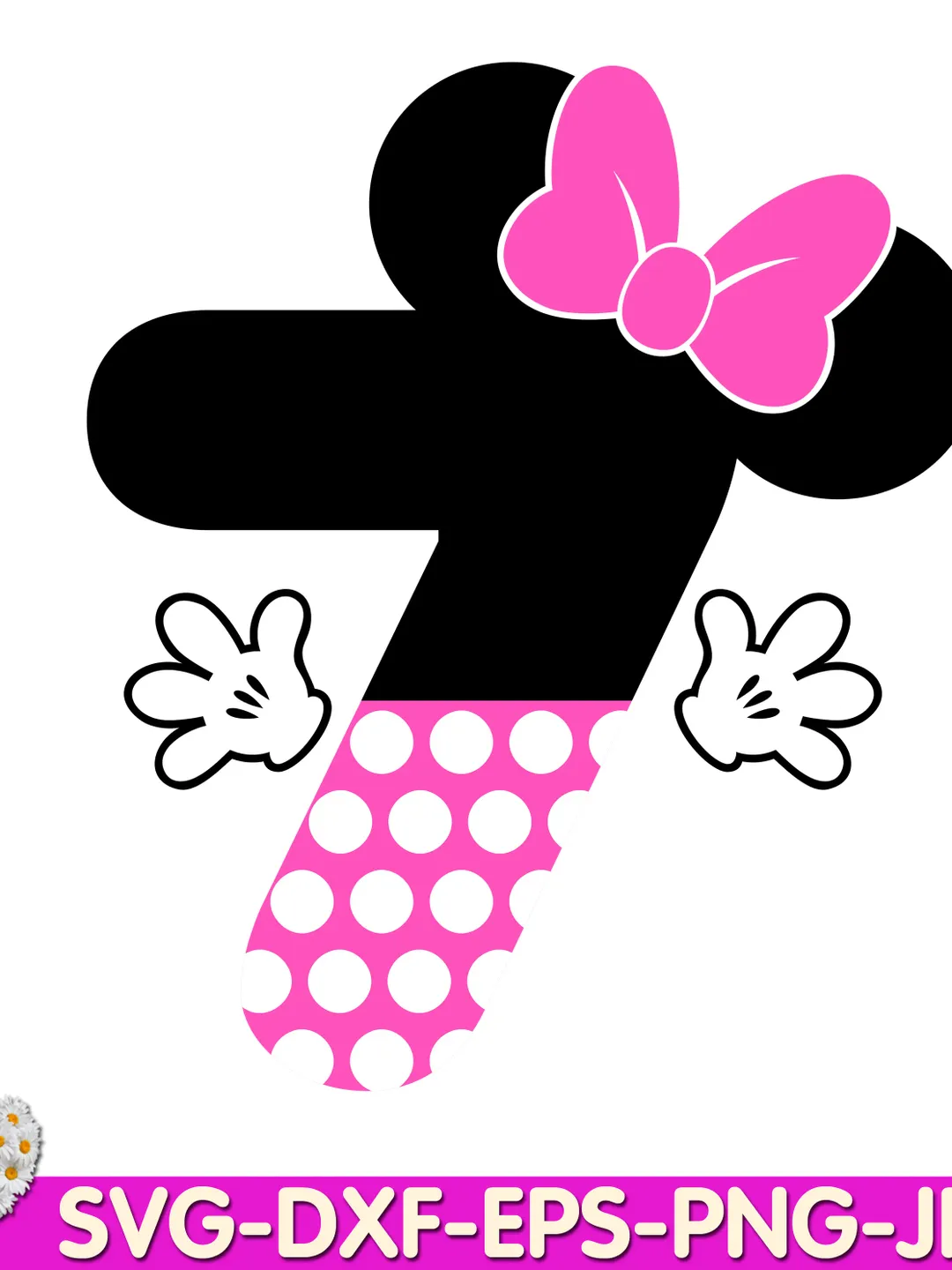 Mouse Number seven mouse Birthday Girls number seventh minnie digital design Cricut svg dxf eps png ipg pdf cut file