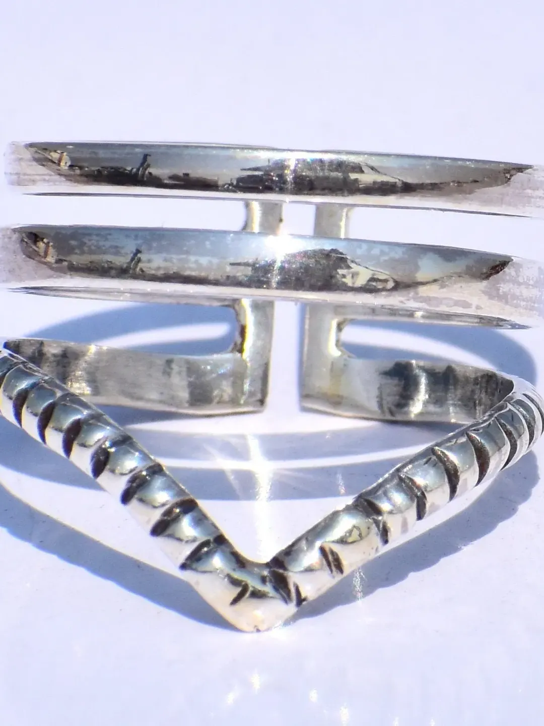 Silver Band Ring, Handmade Ring, Chevron Ring, 925 Silver Ring, Minimalist Ring, Bohemian Ring, Gift For Her, Triple Band Ring, Trinity Ring