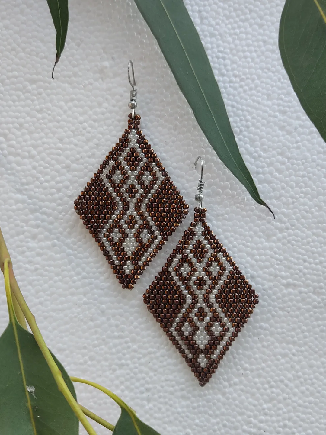 Bronze Fringe Earrings, Beaded Earrings, White Gold Fringe Earrings, Chandelier Earrings, Statement earrings,Gift For Her, Seed Bead earring