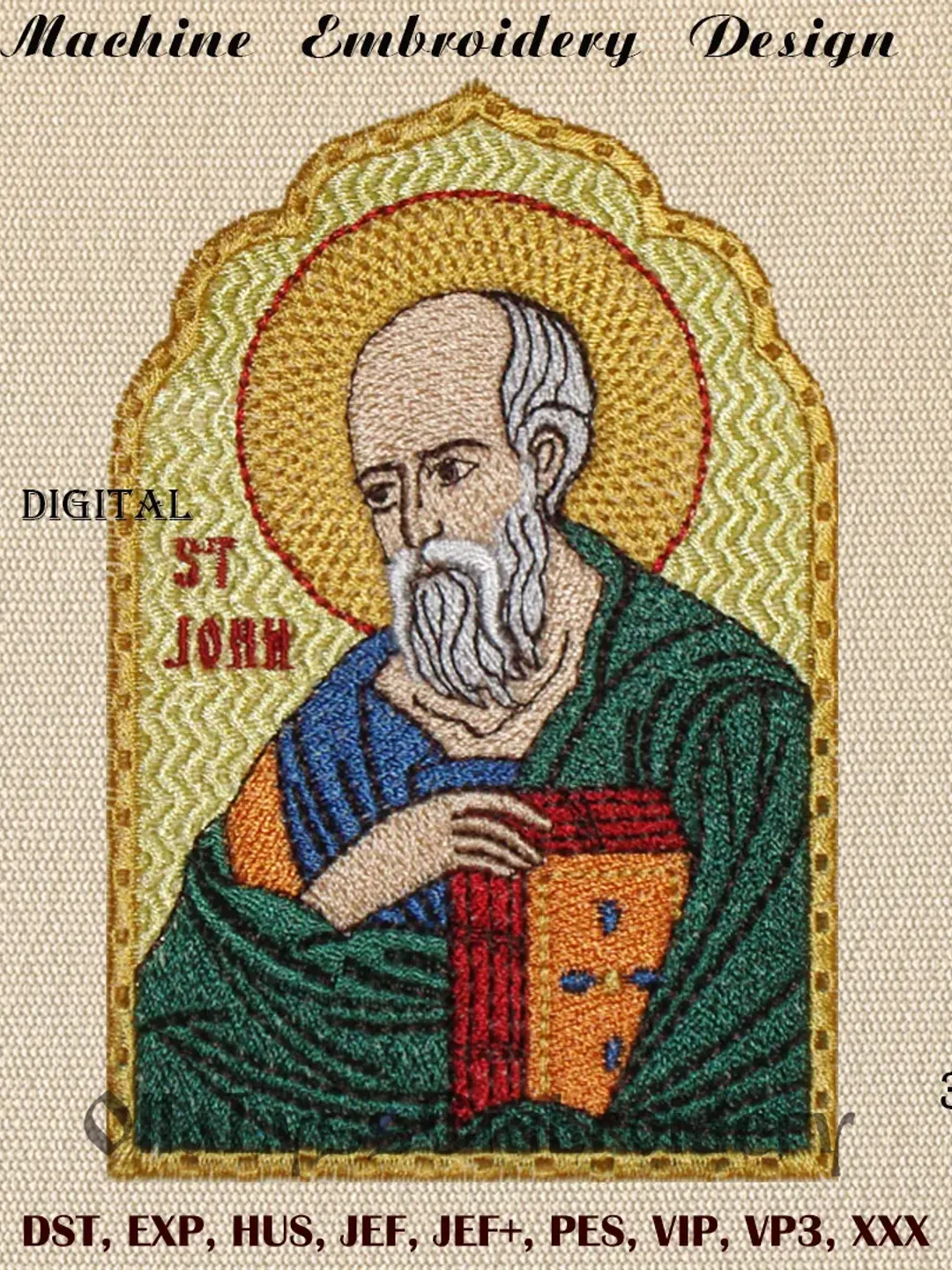 Saint John the Evangelist machine embroidery design