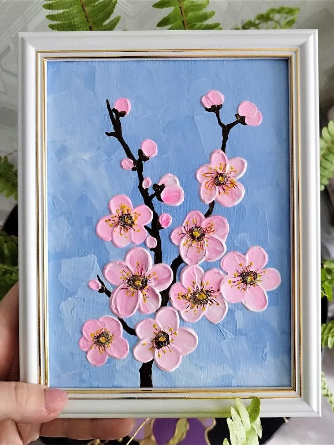 Cherry Blossom Acrylic Painting Sakura Art Wall Decor | Floral Art for ...