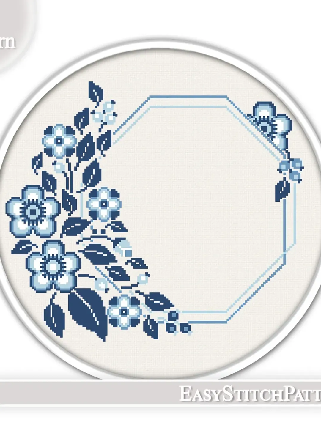 Wreath cross stitch pattern. Flower frame cross stitch. Easy cross stitch.