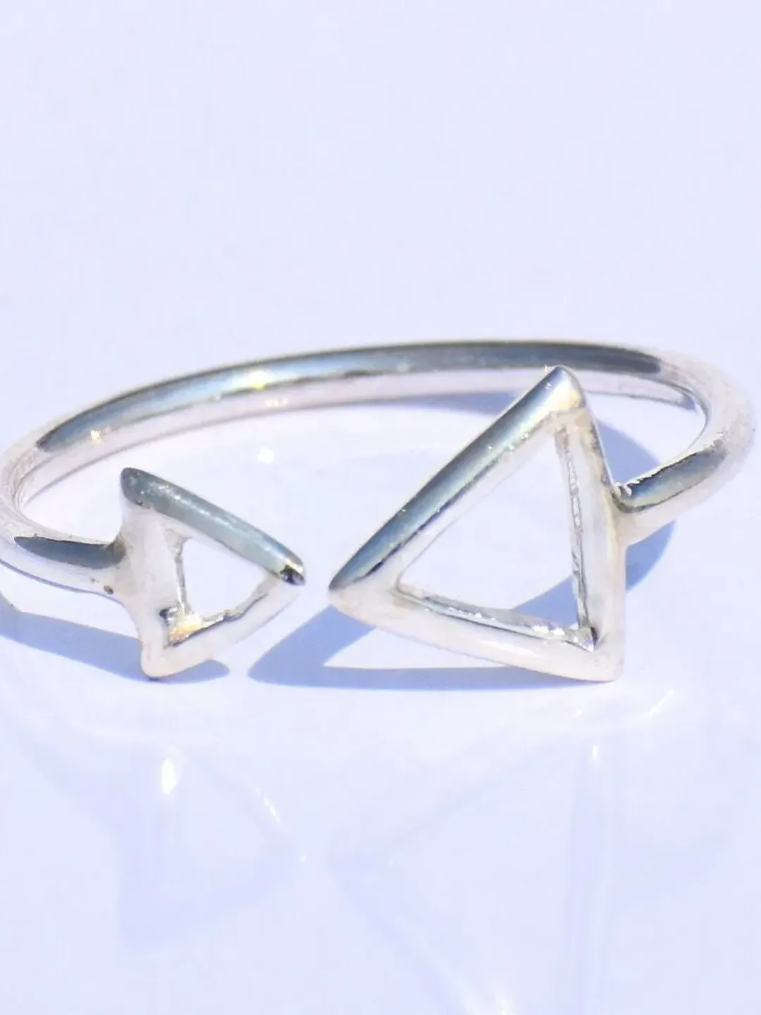 Double Triangle Ring, Hollow Triangle, Minimalist Jewelry, Silver Jewelry, Handmade Jewelry, Wedding Jewelry, Geometric Ring, Gift For Her