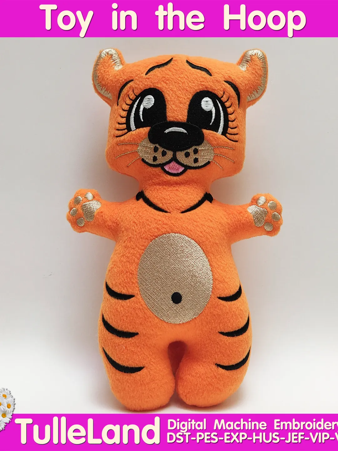 Tiger cub toy Stuffed ITH Pattern Machine embroidery design Tiger cub toy Stuffed in The Hoop Machine embroidery design