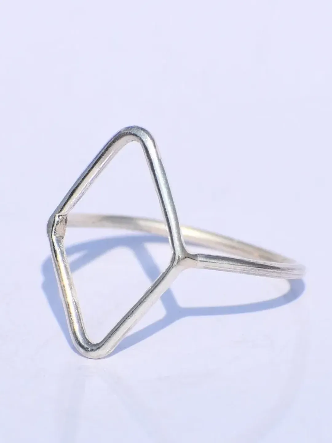 Silver Hollow Ring, Silver Rhombus Ring, Handmade Ring, 925 Silver Ring, Thin Silver Ring, Knuckle Ring, Fidget Ring, Chunky Ring, Gift Item