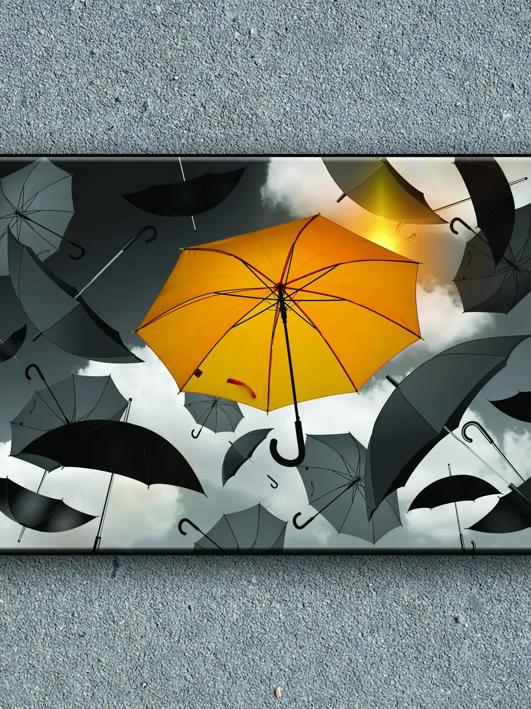Umbrella Print on Canvas , Floating Frame Option, Modern Wall Art, Extra Large Canvas Wall Art