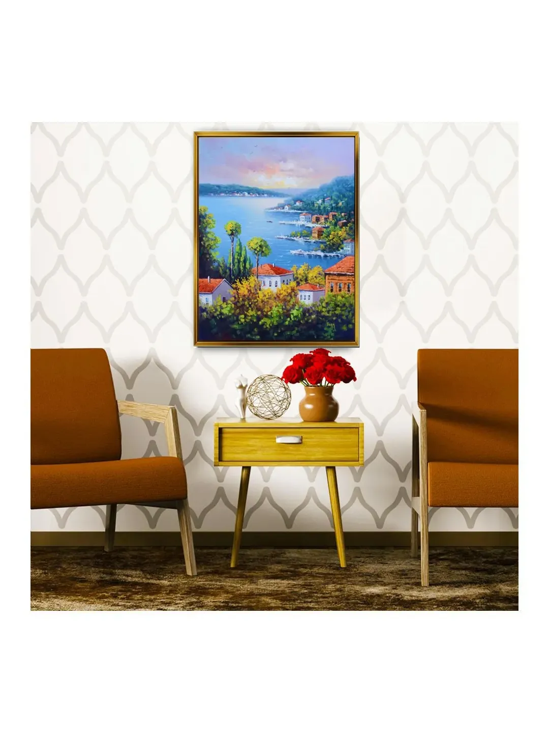 İstanbul Landscape Print on Canvas , Floating Frame Option, Modern Wall Art, Extra Large Canvas Wall Art