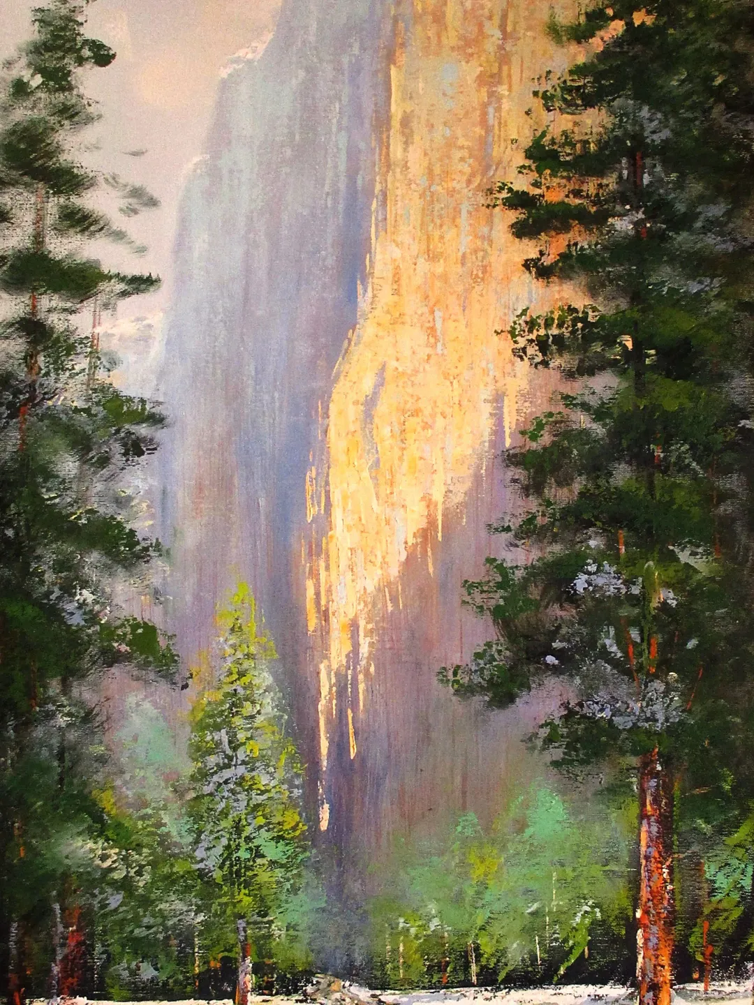 Yosemite Painting ORIGINAL OIL PAINTING on Canvas, Landscape Painting Original Impressionist Art by "Walperion"