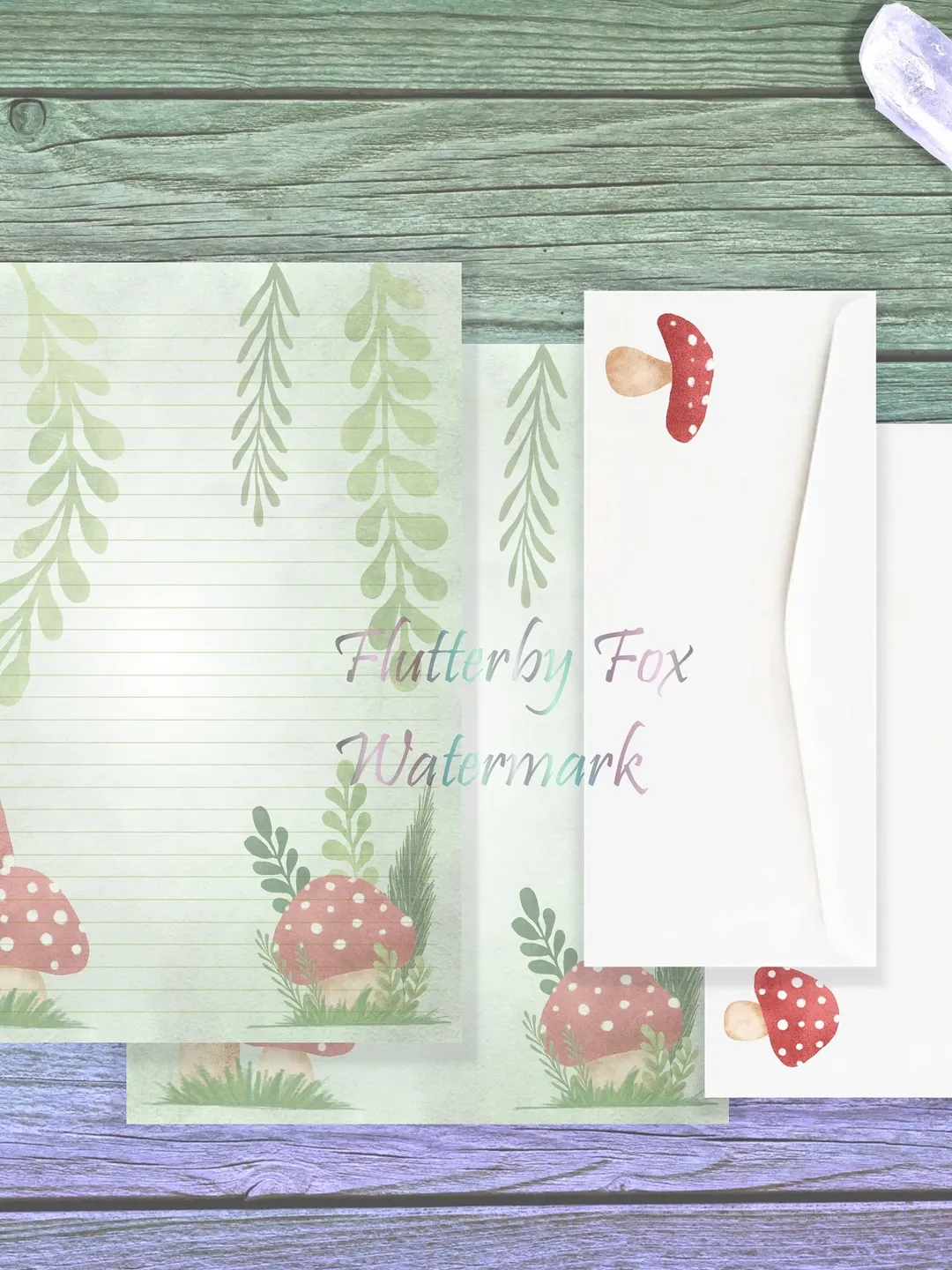 Mushroom Writing Paper | Mushroom Stationery Set | Mushroom Letter Paper | Red Mushroom Page | Forest Stationery | Woodland Paper Set