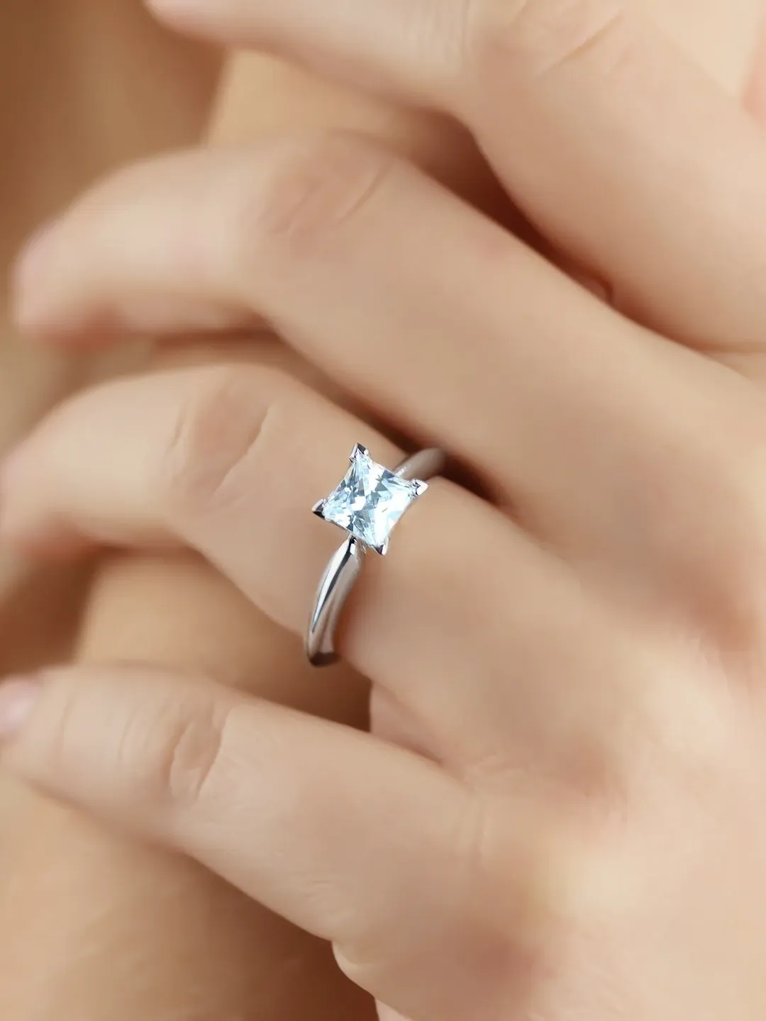 PRINCESS CUT RING | Moissanite Diamond Engagement Ring | Princess Cut Moissanite Ring |14k Solid Gold Cut Diamond Ring | Gift For Wedding