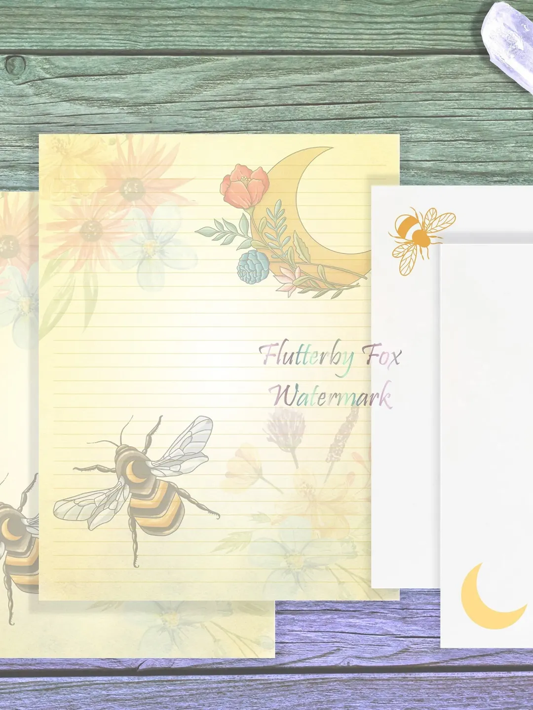 Blessed Bee Writing Paper Set | Bee Letter Paper | Bee Stationery | Witch Paper | Witchy Stationery | Moon Writing Paper | Bee Witch