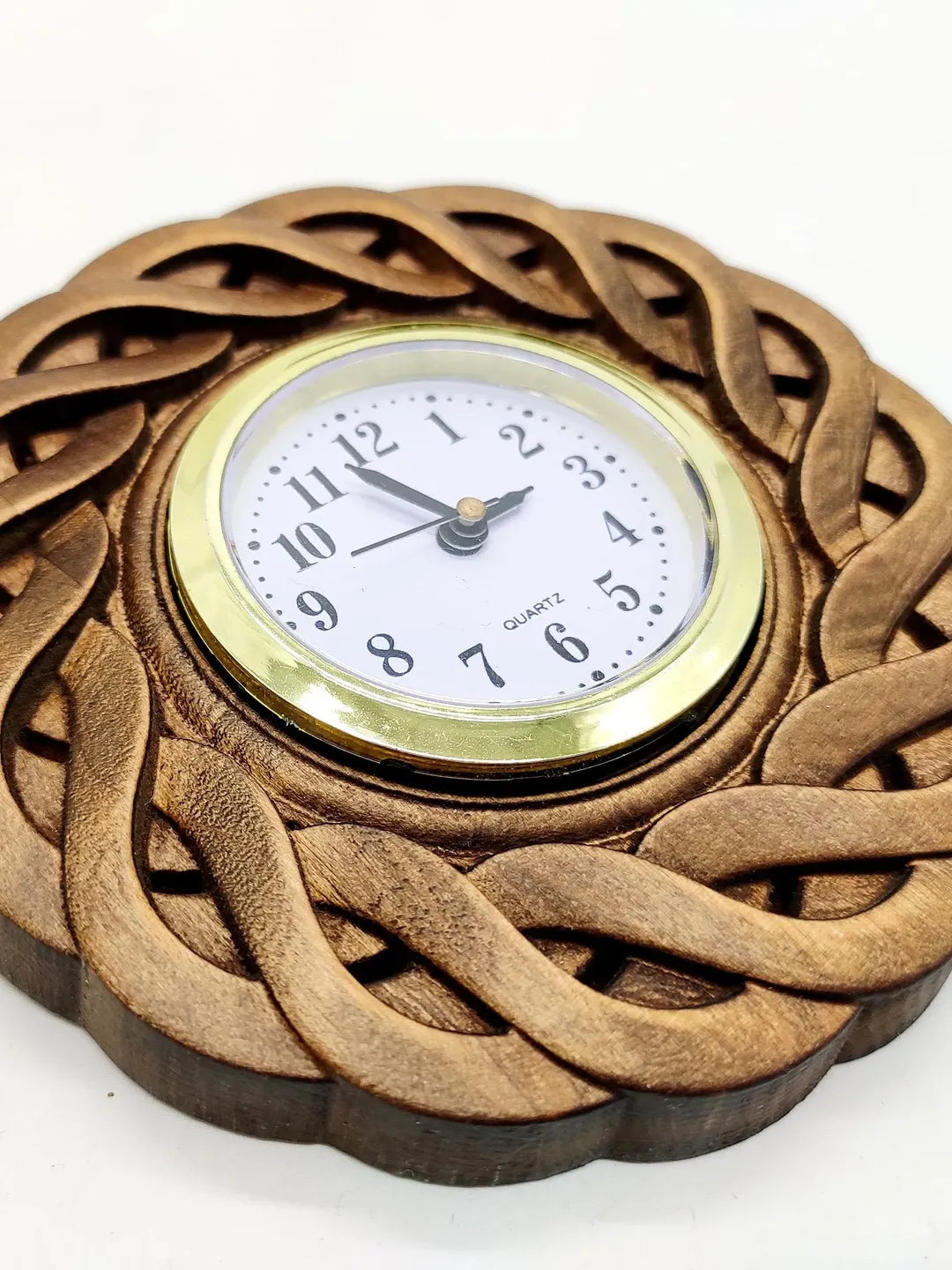 Small wooden clock, wall clock, Rustic wall clock, Wooden wall clock, Wooden Carver Panel, Wooden wall decor, carved wood wall art