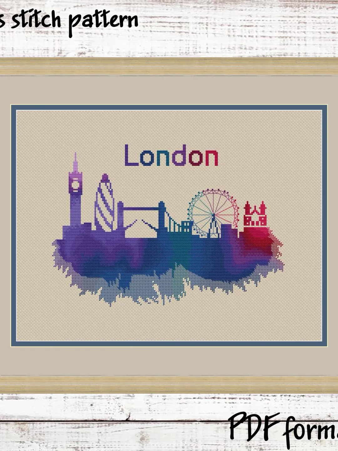 London Cross Stitch Pattern, Modern Cross Stitch, England Cross Stitch, Watercolor Xstitch, City Cross Stitch Skyline