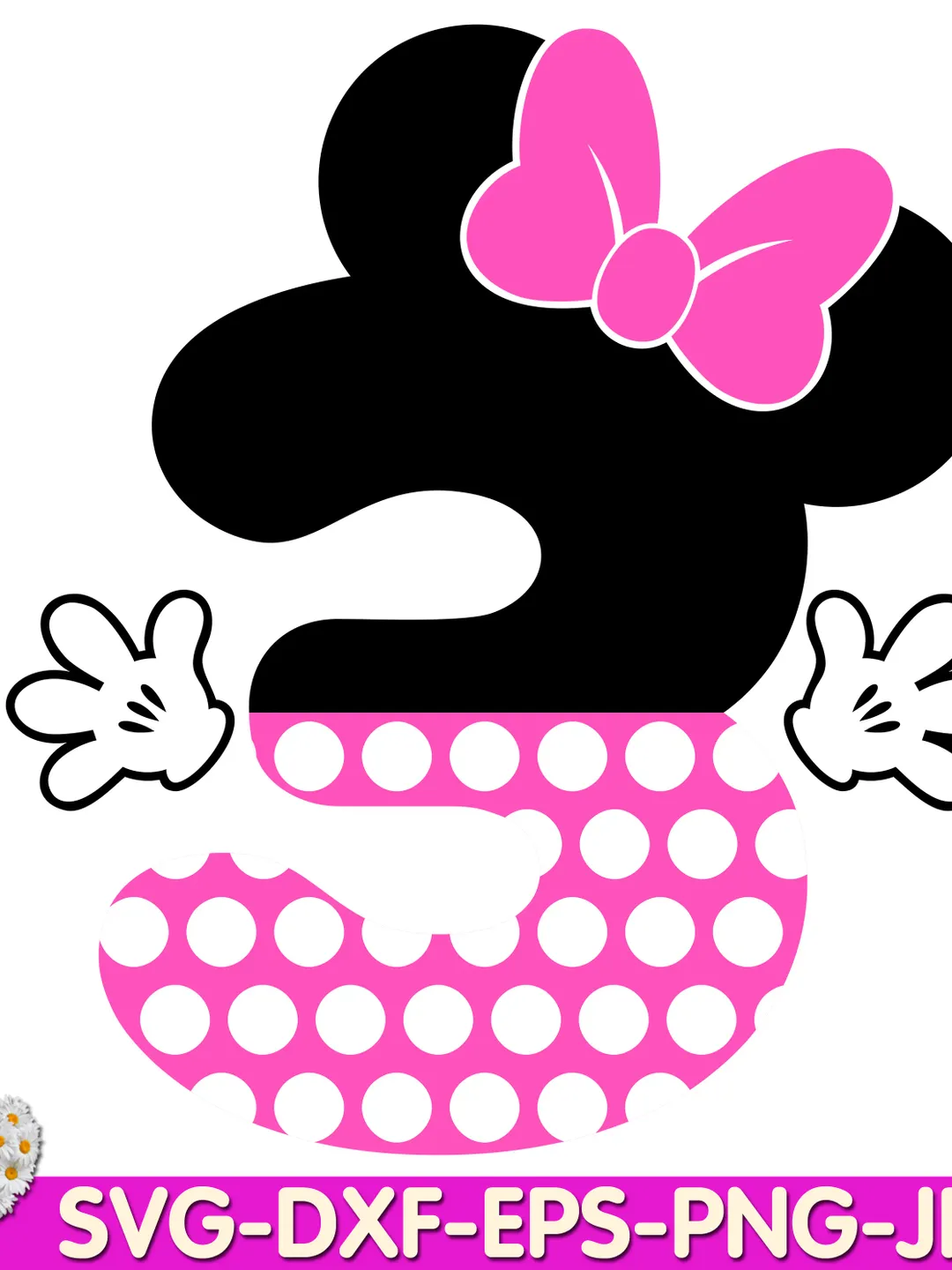 Mouse Number Three mouse Birthday Oh Toodles Girls number Three digital design Cricut svg dxf eps png ipg pdf cut file