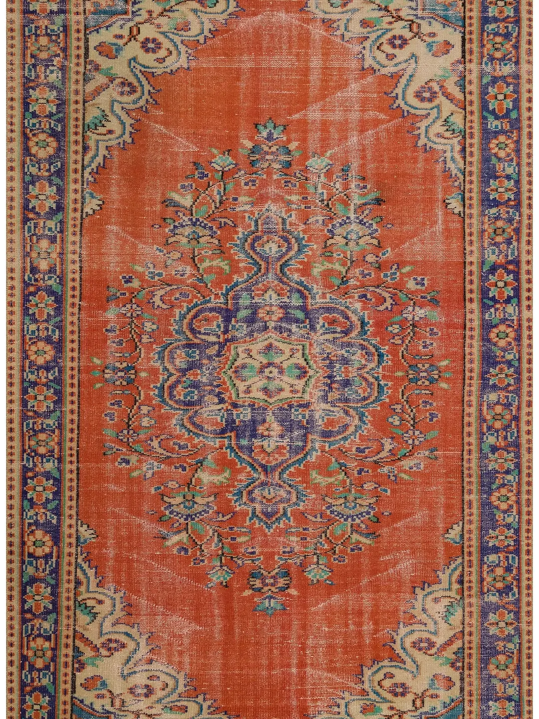Transform Your Living Space with a Unique Hand-Woven Orange Turkish Rug