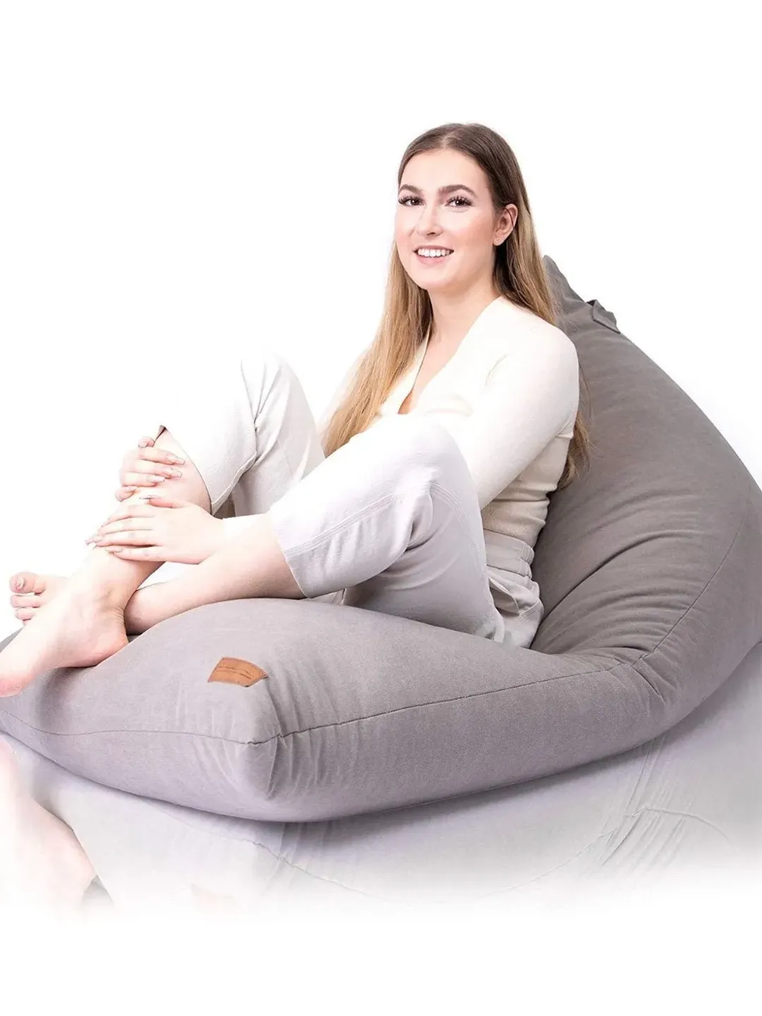 Modern Puff with filling included type Bean Bag - Giant Pouf of exclusive design for Salon - Children's Pouf XXL Light Grey