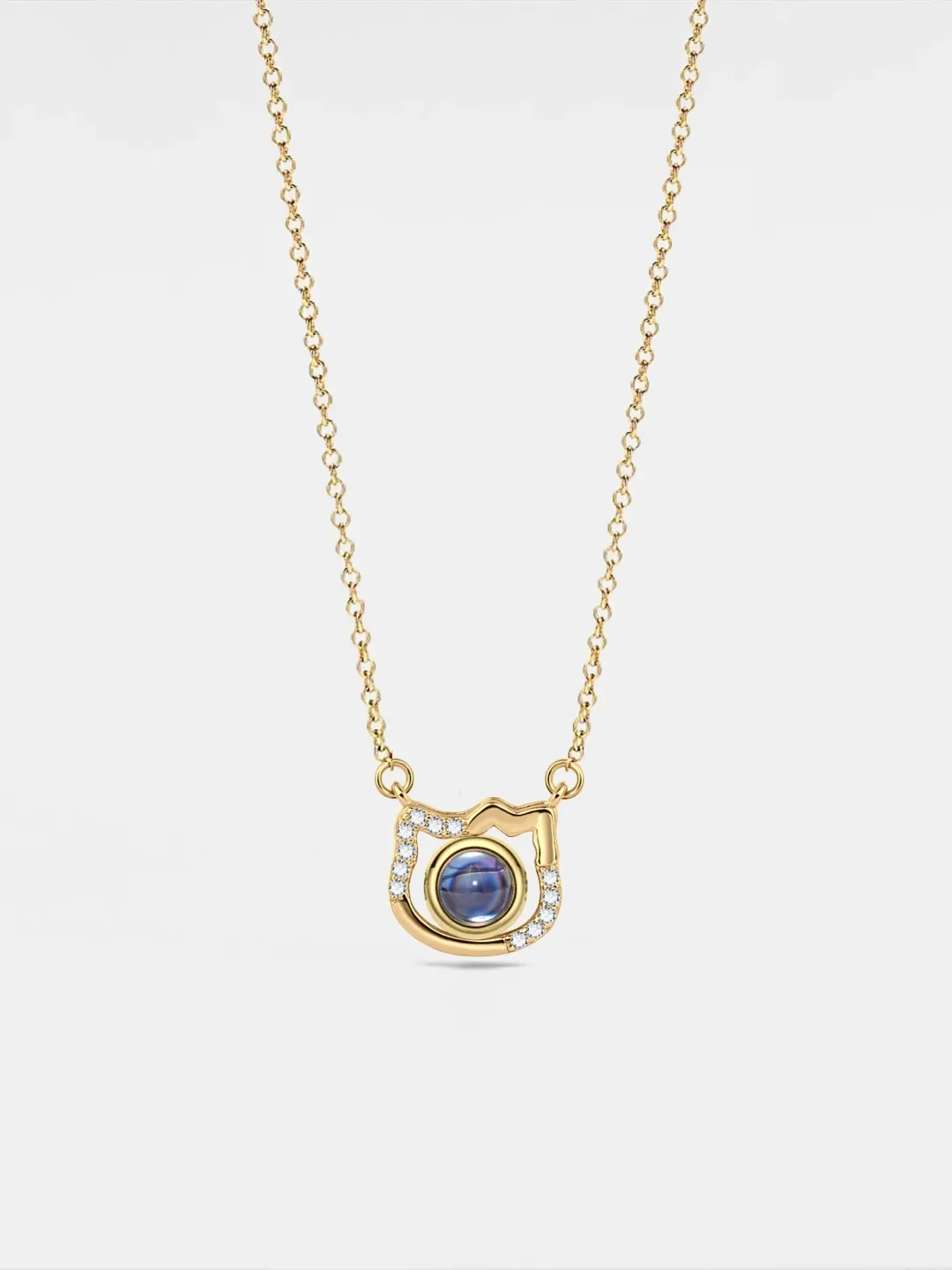 PERIMADE Cat Photo Projection Necklace • Personalized Picture Inside Pendant • Minimalist Pet Memorial Jewelry • Trendy Best Friend Gift