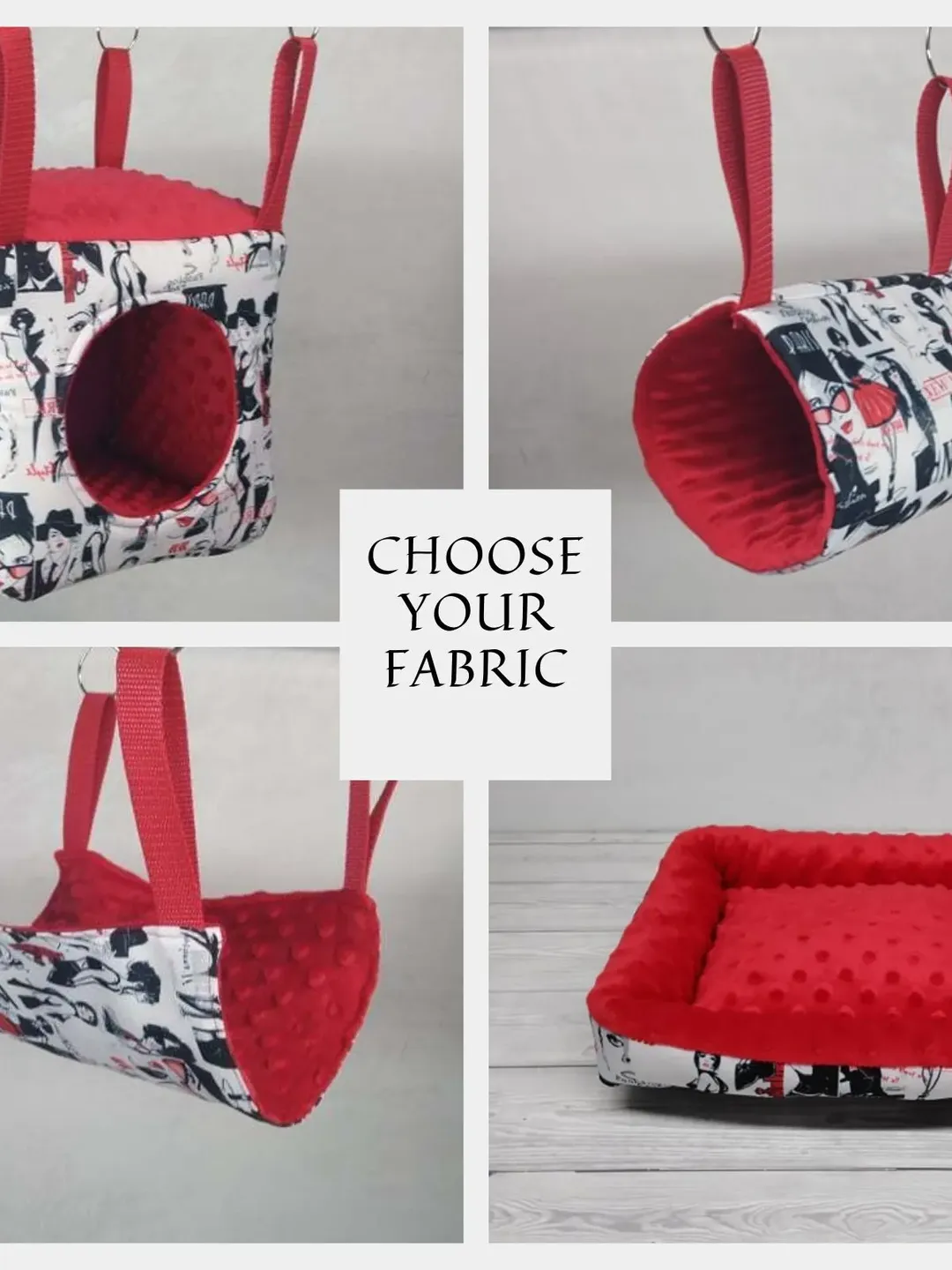 Chinchilla hammock set, ferret hammock set,  guinea pig hammock set, guinea pig tunnel, rat cage accessories, guinea pig bed