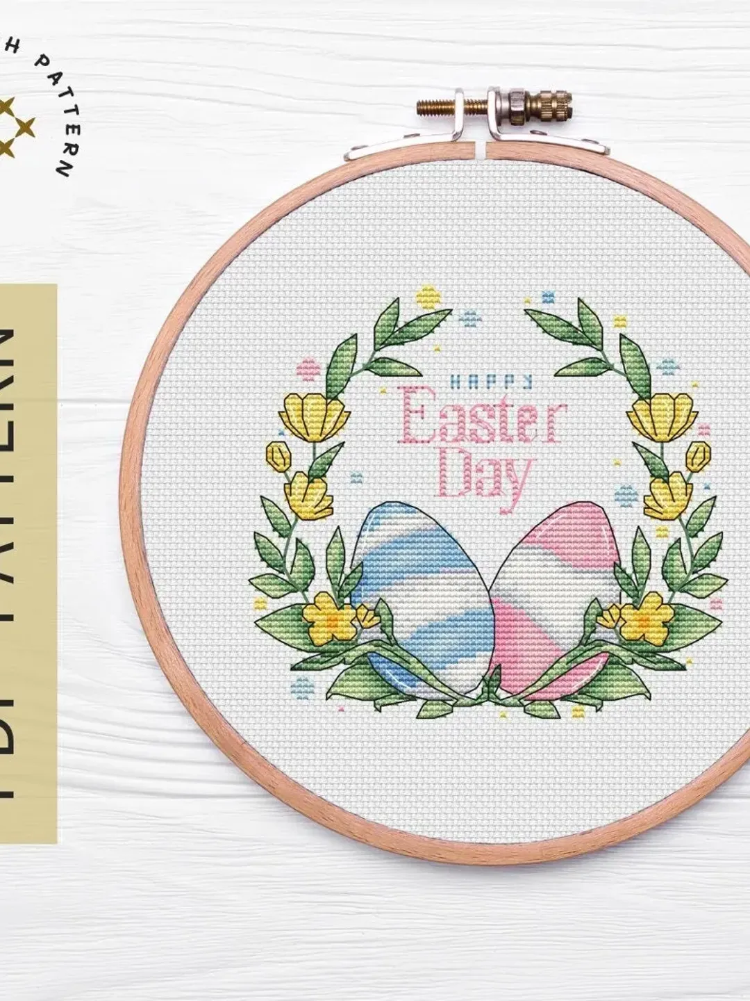 Easter Cross Stitch Pattern PDF, Easter Flowers Cross Stitch Pattern, Easter Eggs Cross Stitch Pattern, Spring Cross Stitch