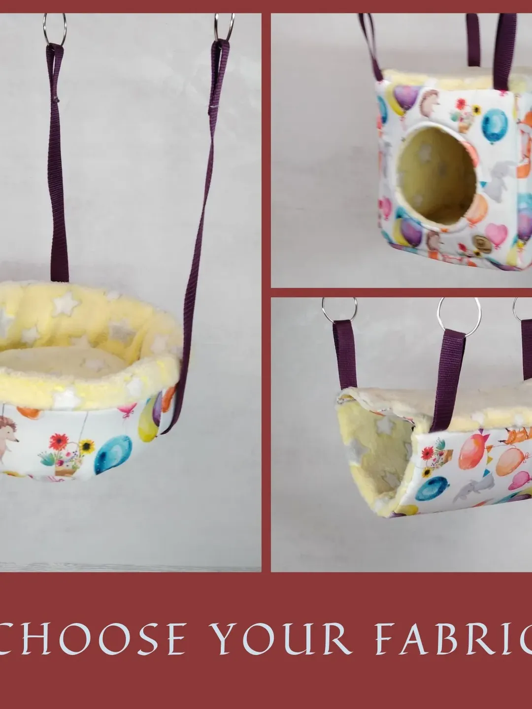 Rat hammock 3 piece set - rat cage accessories,  ferret hammock, chinchilla hammock, rat hammock