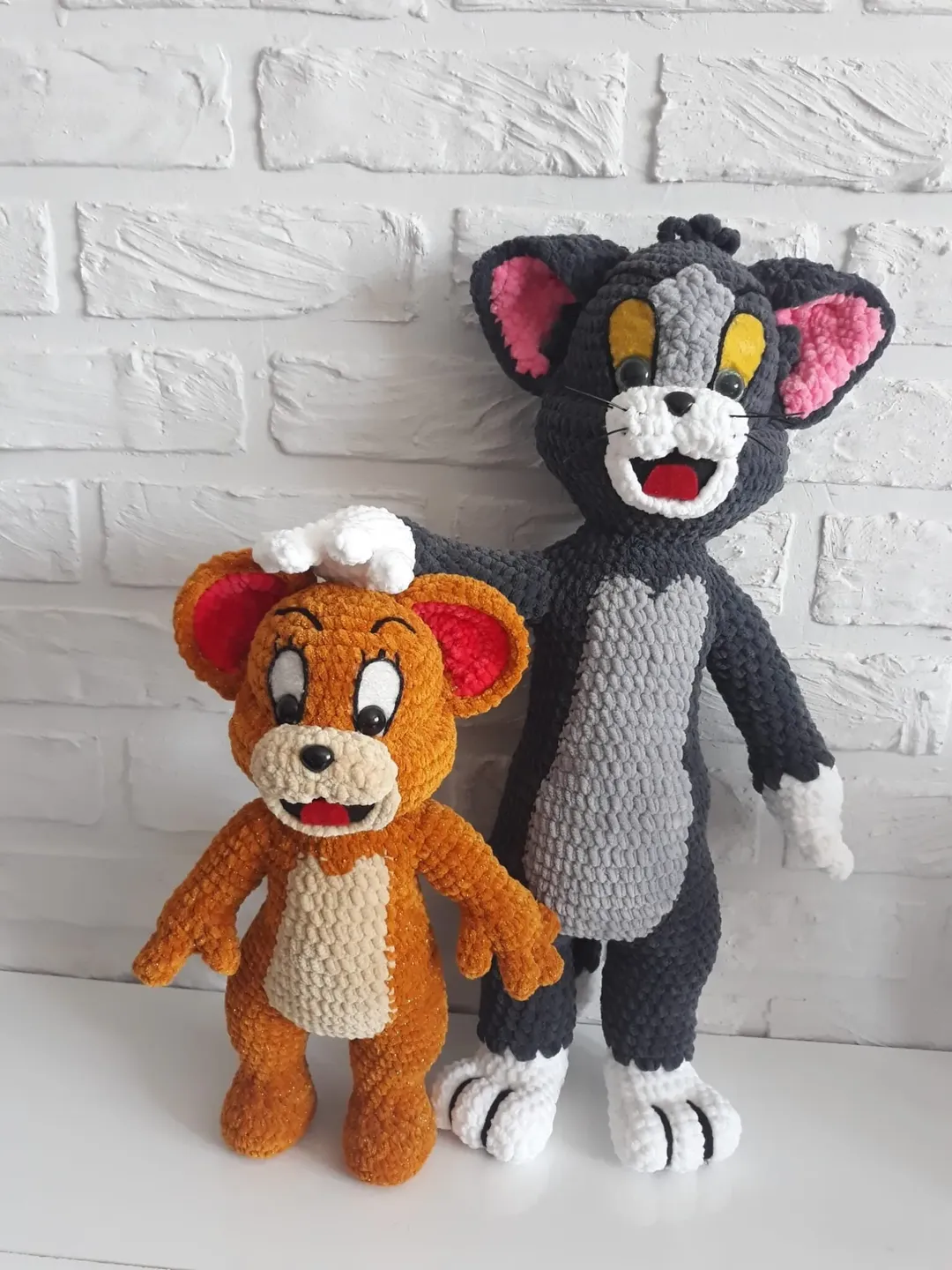 Tom and Jerry Cat Themed Birthday Gifts for Cat Lovers, Cute Amigurumi Stuffed Animals, Crochet Plush Soft Cat Toys