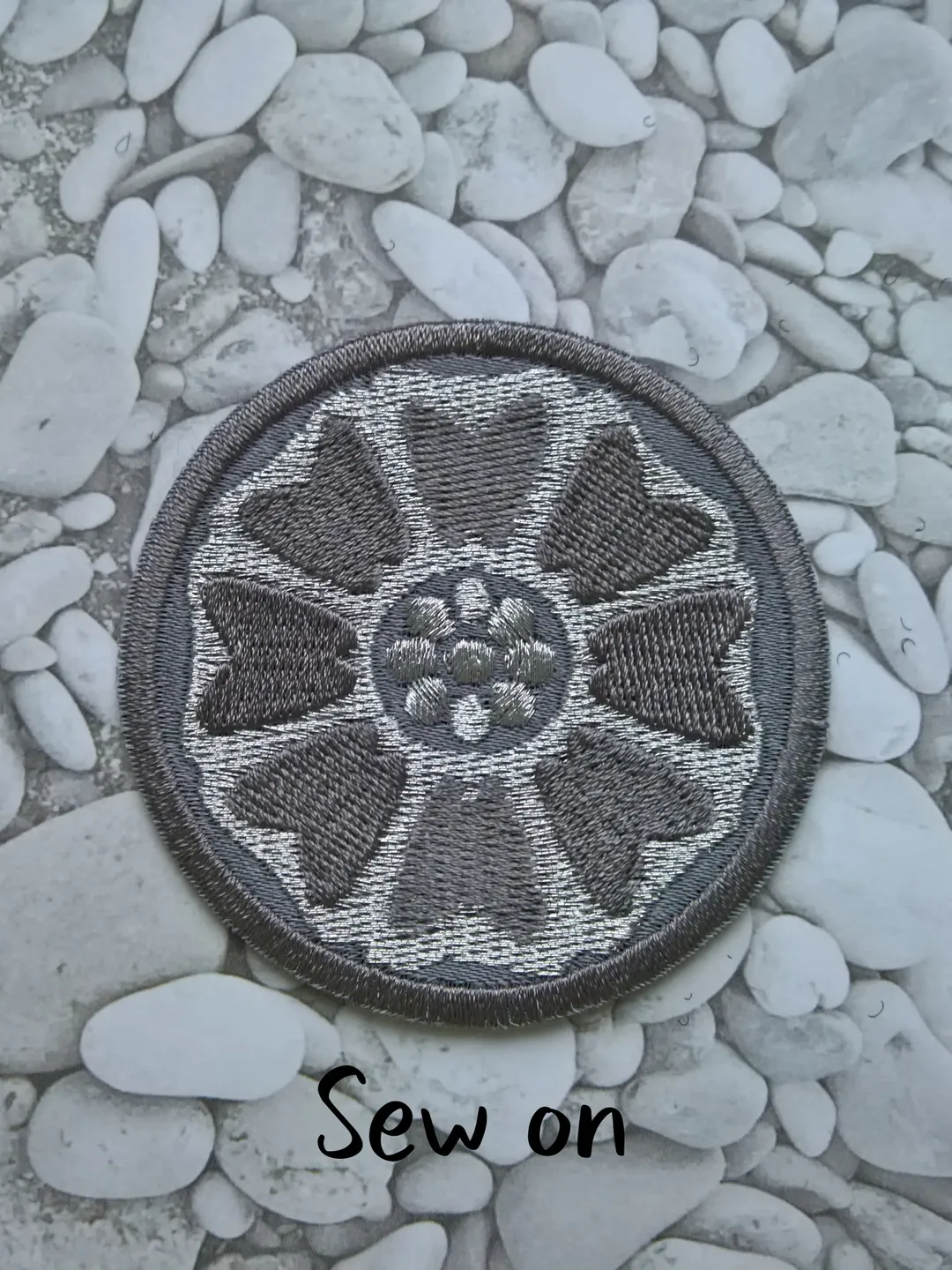 White Lotus Patch Sew on or Hook and Loop Air Nomad, Avatar Stud, Fire Nation, Water Bender, Gray and Silver
