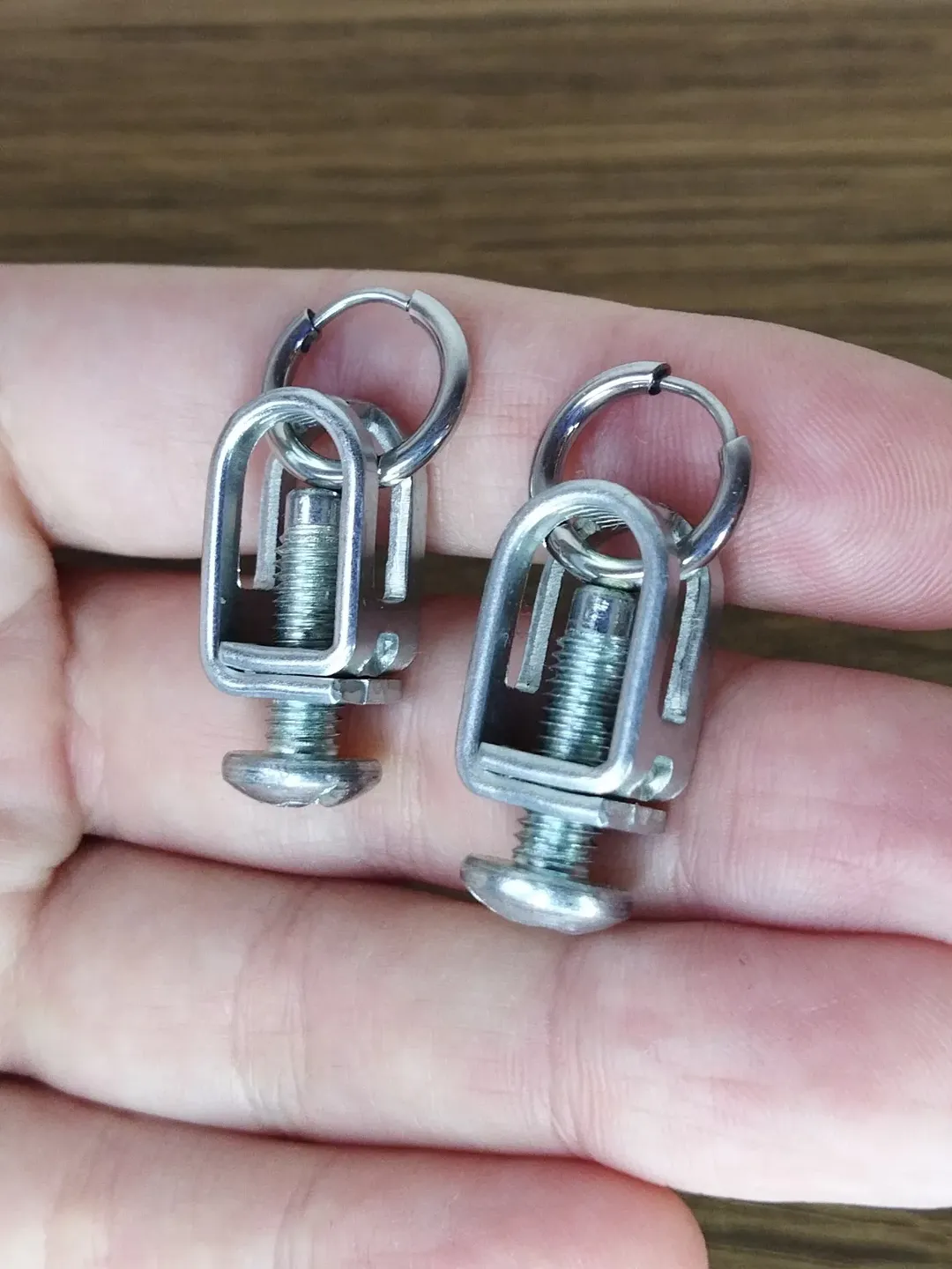 Grunge earrings men Cyberpunk earrings repurposed Tech geek earrings silver tone Mechanical earrings recycled