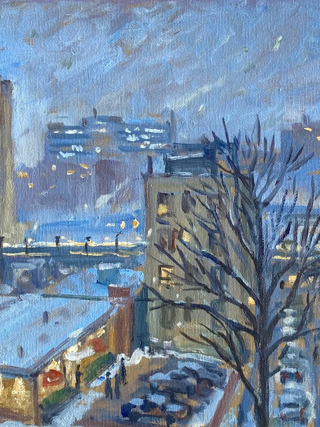 Winter Cityscape Painting - Snow Nocturne/Inwood NYC- 11x14 Oil on ...