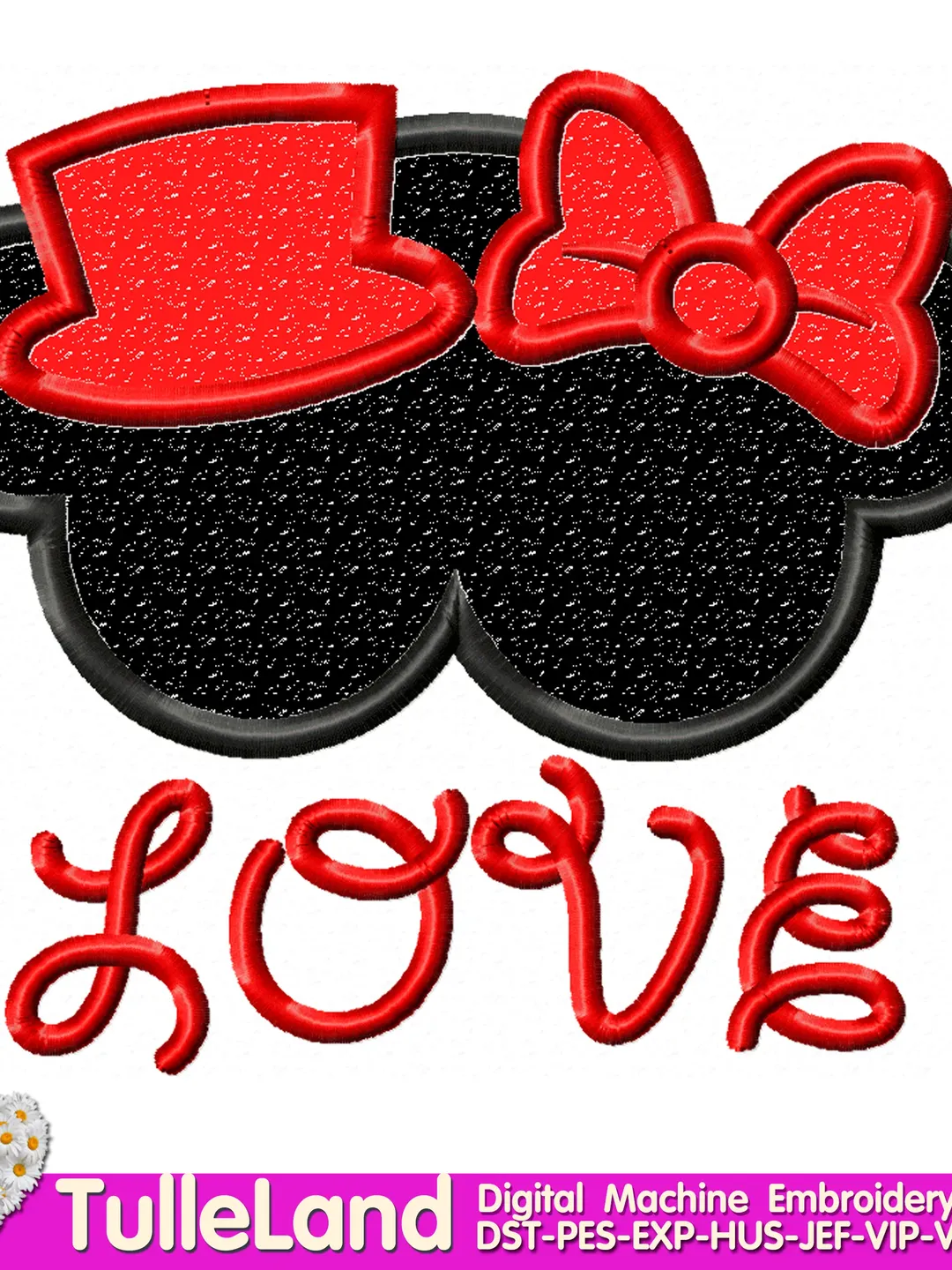 Valentine Day Love Mr Mouse Valentines Day Design applique for Machine Embroidery