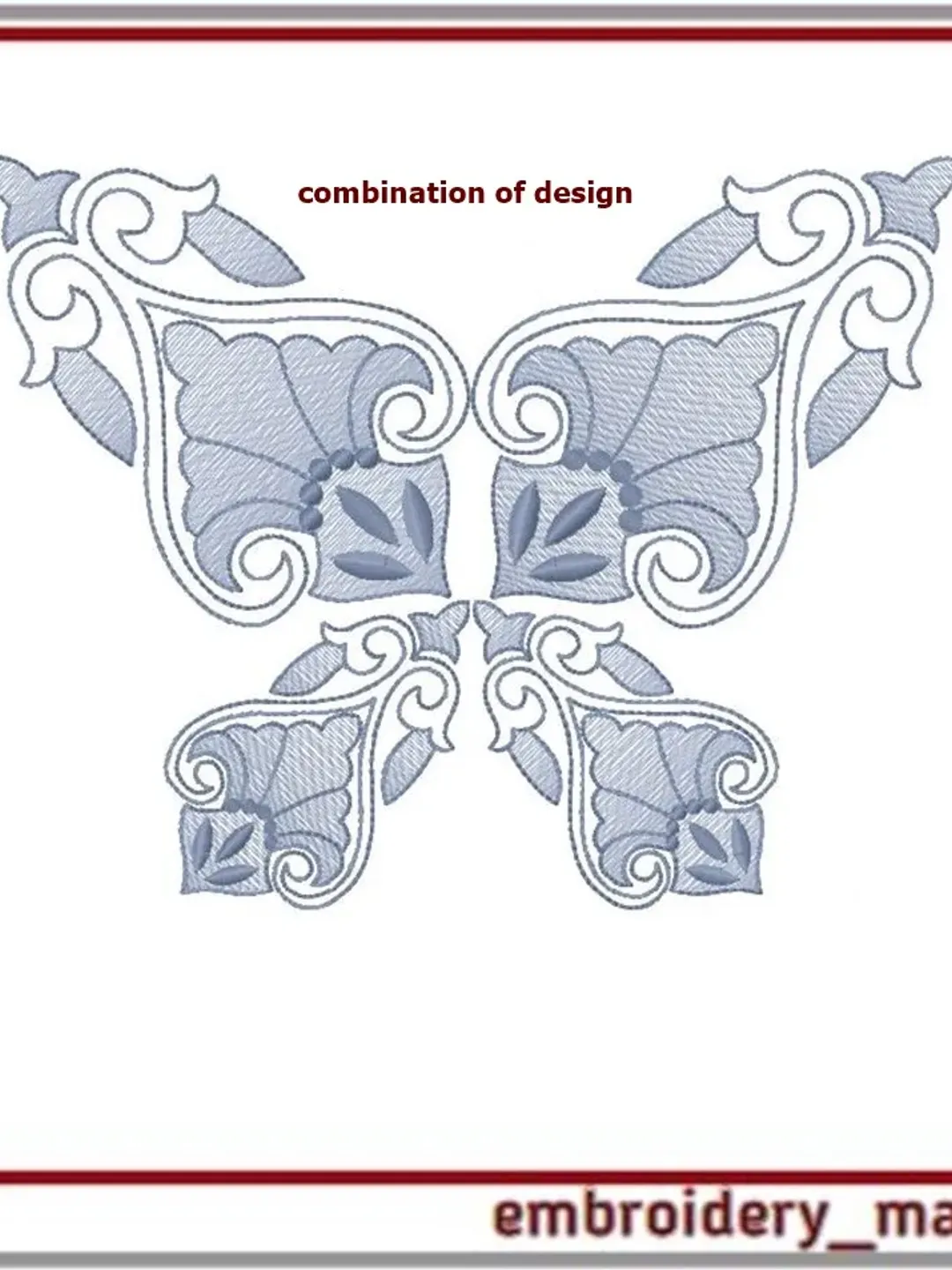 Digital machine embroidery design monochrome pattern