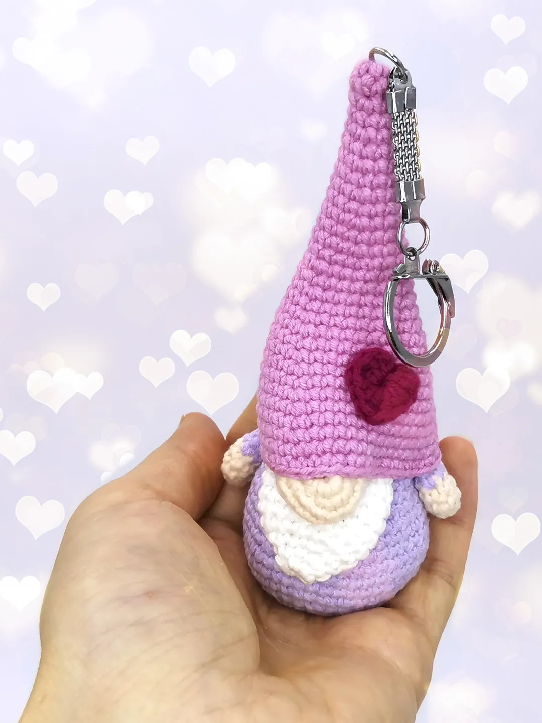 Gnome in love, keychain gnome phone charm decoration, car accessory, Scandinavian mini stuffed gnome plush doll