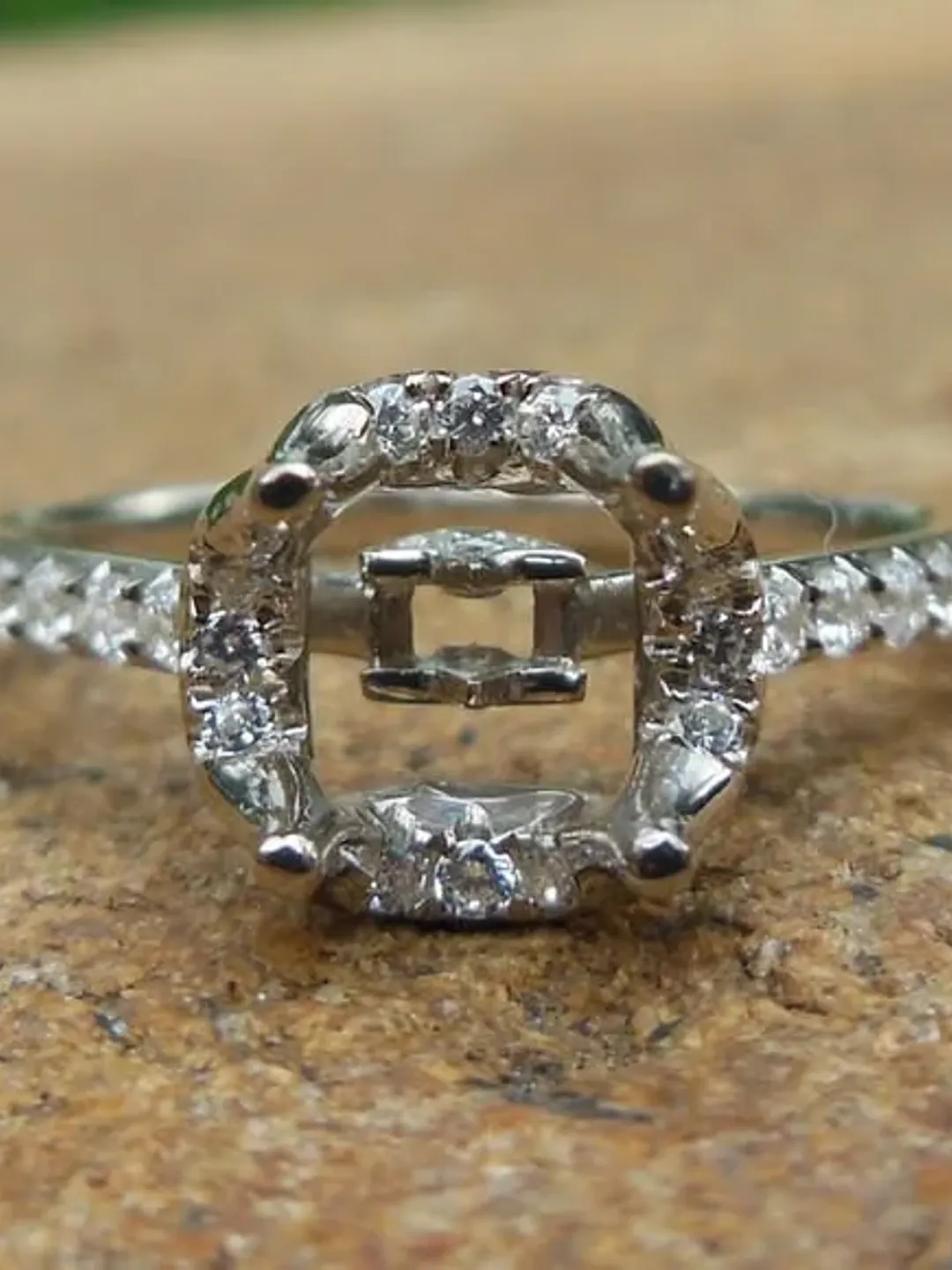 Solid 14K White Gold 6MM Round Fashion Engagement&Wedding Semi Mount Ring/Diamond Ring