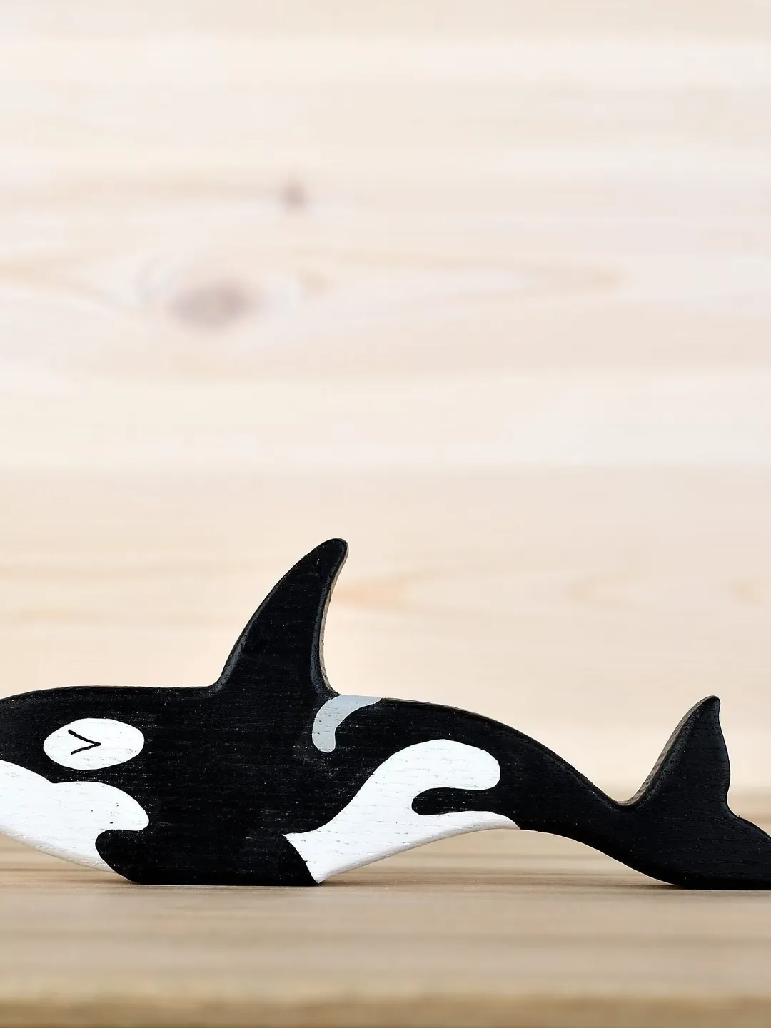 Wooden Orca figure Killer whale toy
