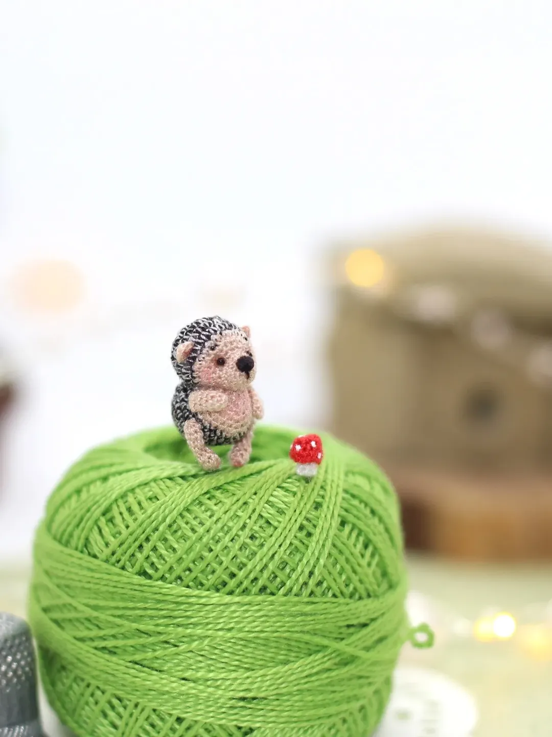 Hedgehog tiny crochet animal dollhouse miniatures micro crochet toy cute small gift miniature hedgehog mom birthday gift