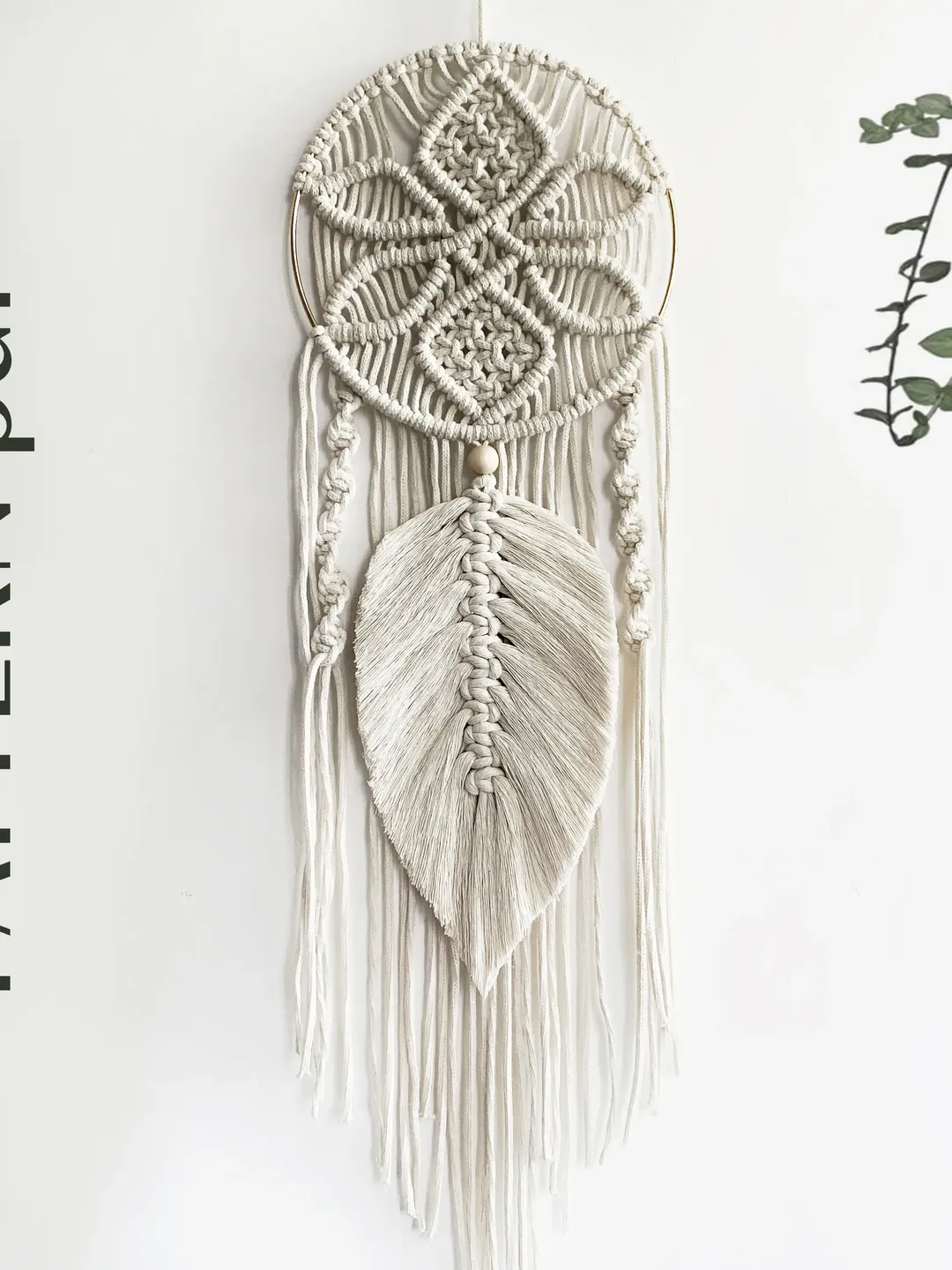 Macrame Wall Hanging Pattern PDF, Macrame dream catcher flower with leaf