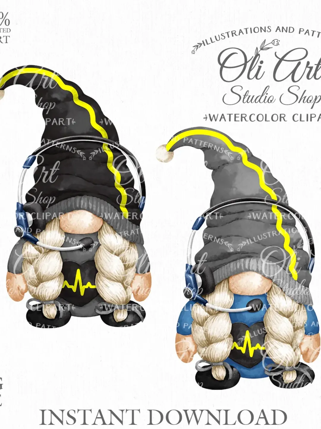 Dispatcher Gnome Clip Art. Thin Yellow Line. Operator Graphics, Instant Download. Digital Download. OliArtStudioShop